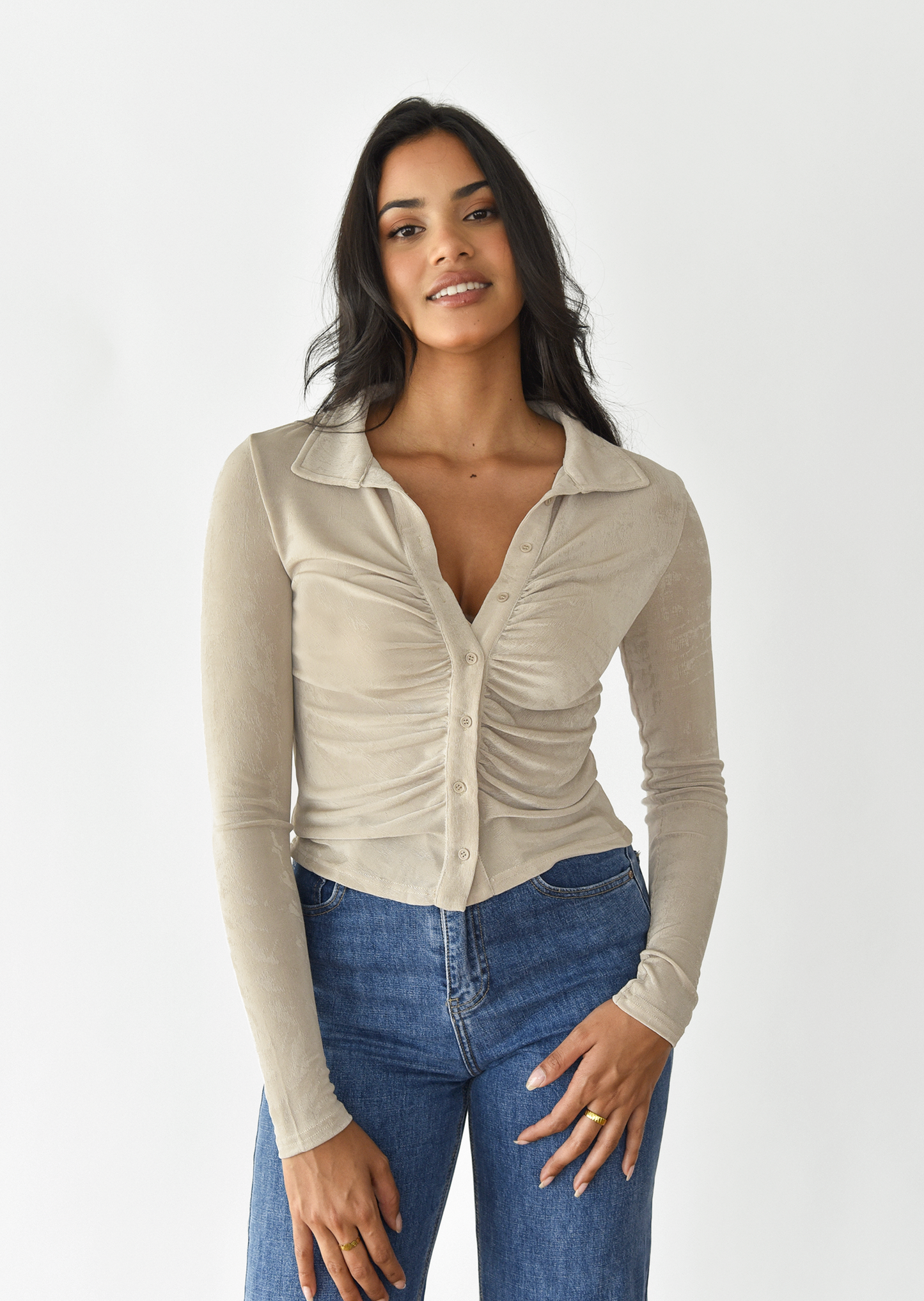 Camisa fluida frunce