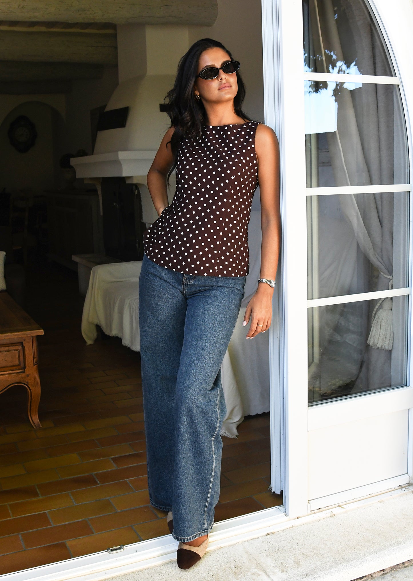 Top peplum de lunares