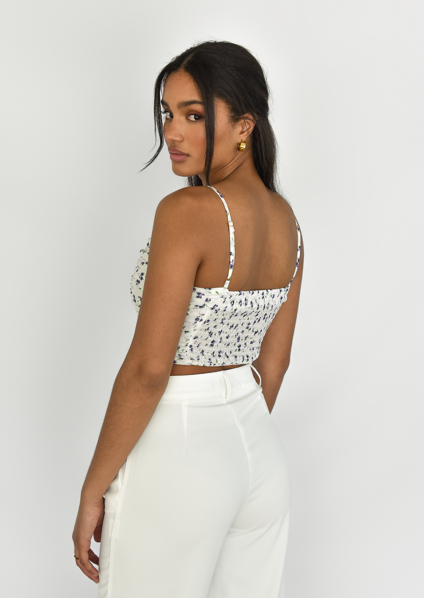 Crop top à imprimé fleurs