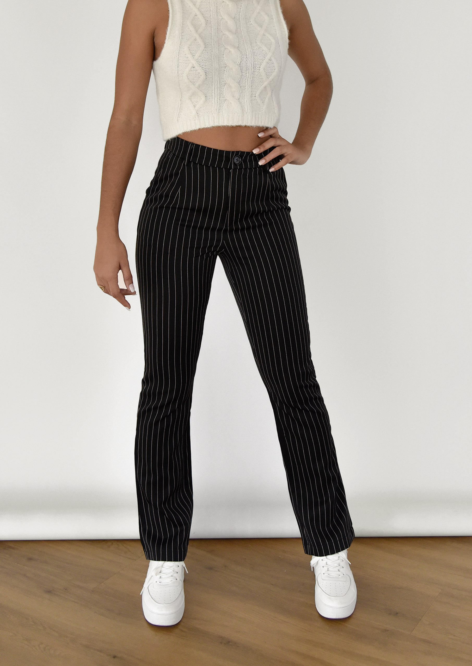 Black sales pinstripe pants