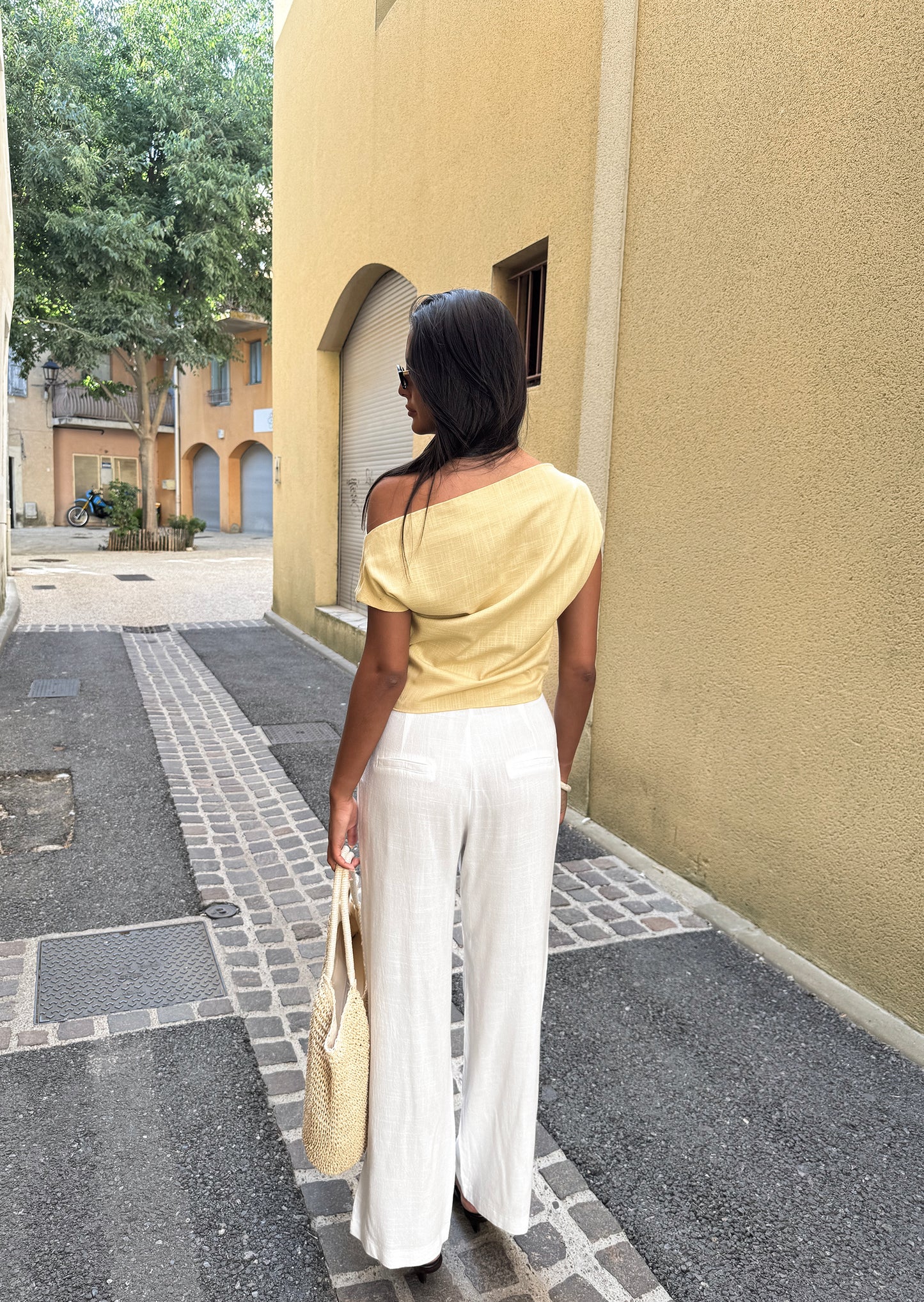 Linen wide leg trouser