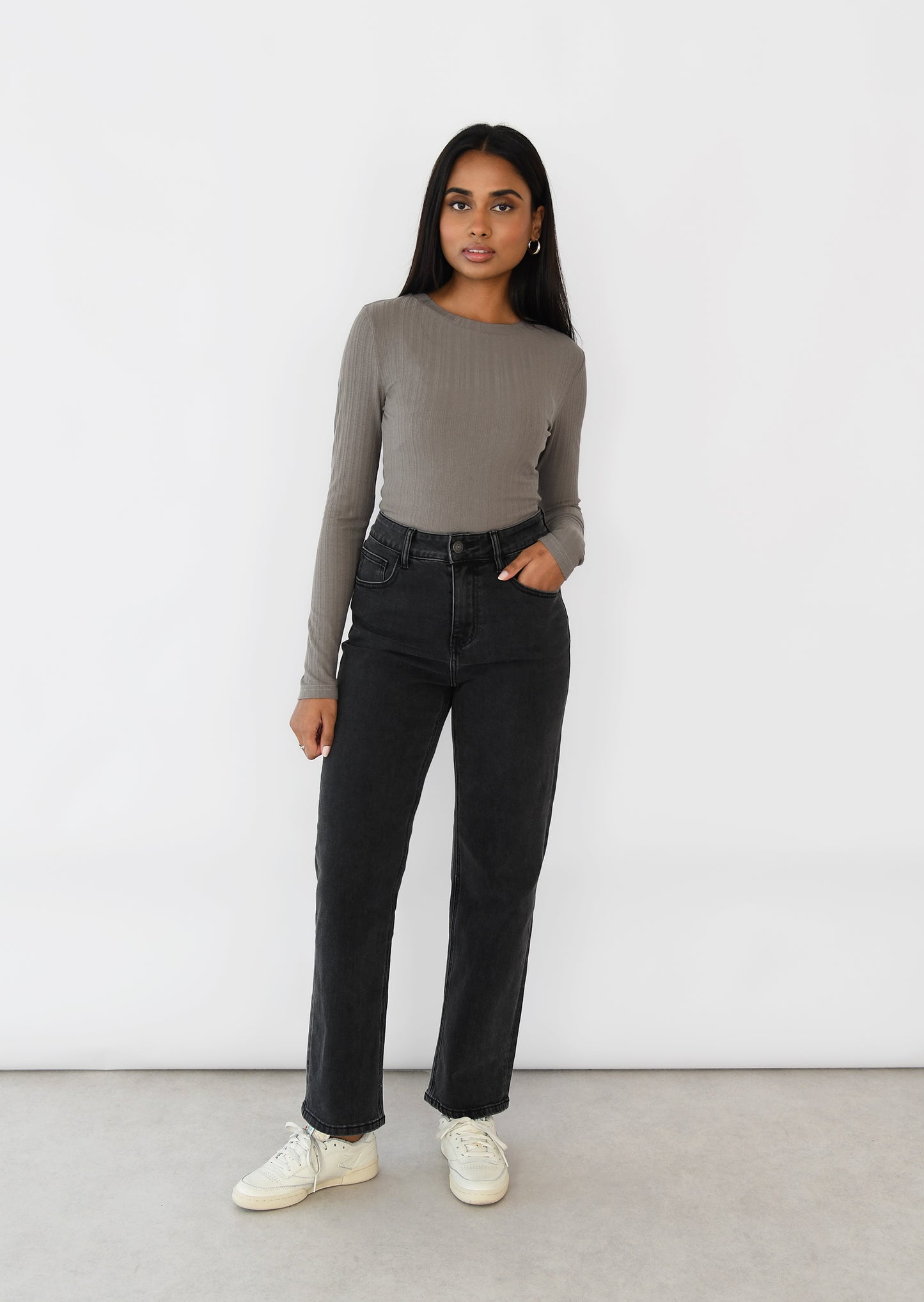 Top côtelé manches longues