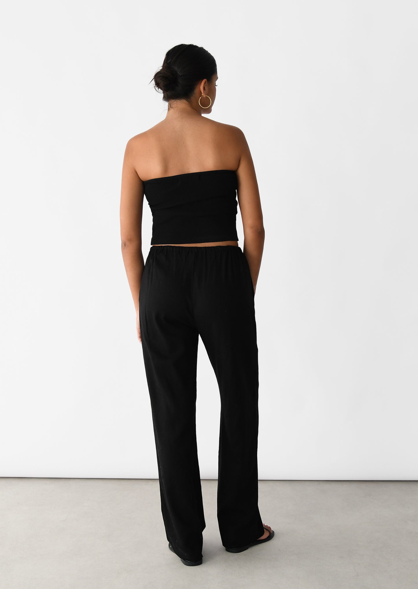 Pantalón ancho lino cordón