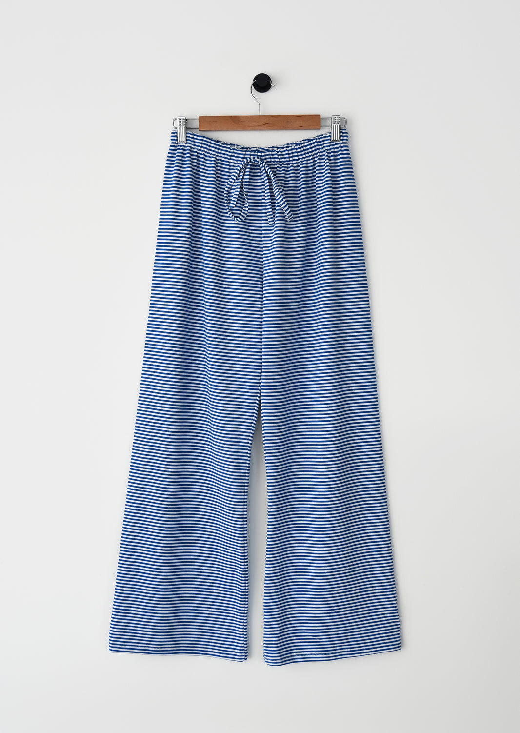Striped trousers with elastic waist