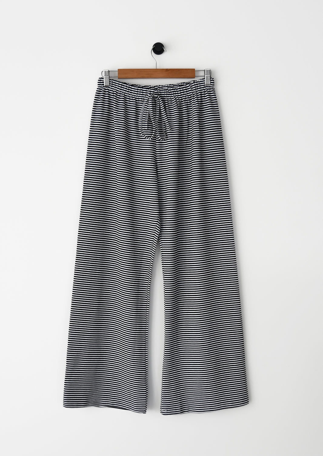 Striped trousers with elastic waist