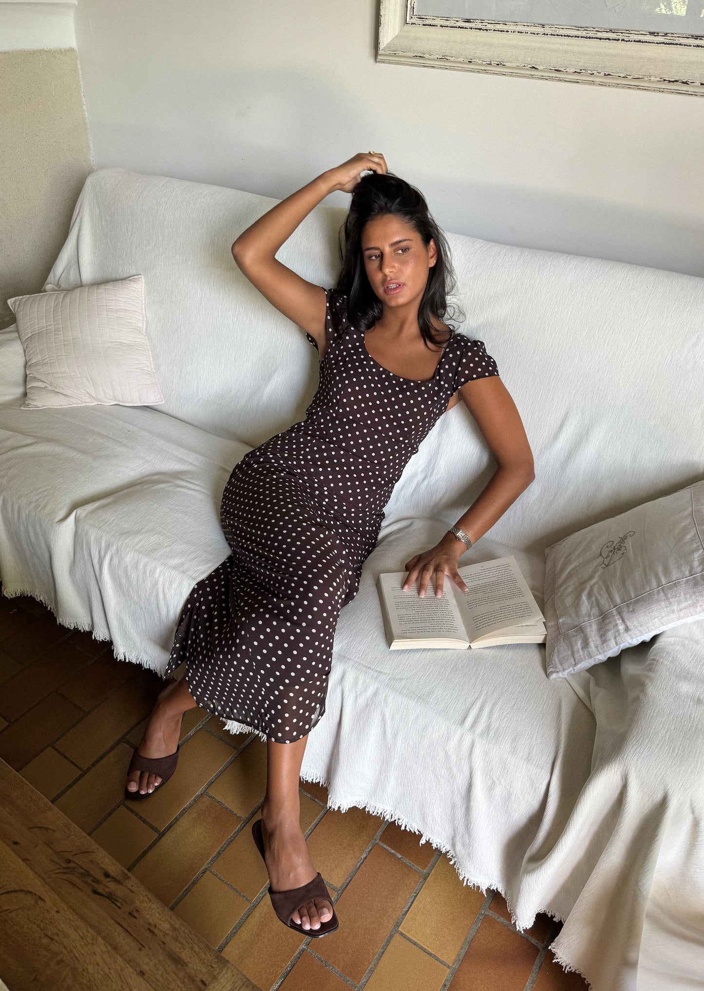Robe longue à pois