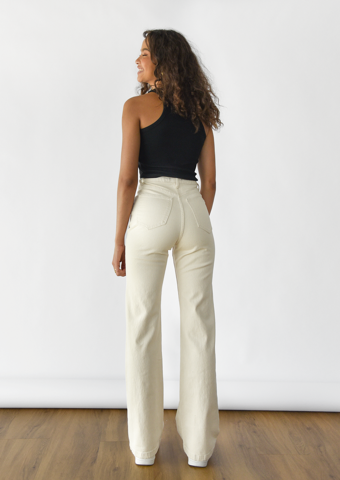 Jean flare beige - éco-responsable