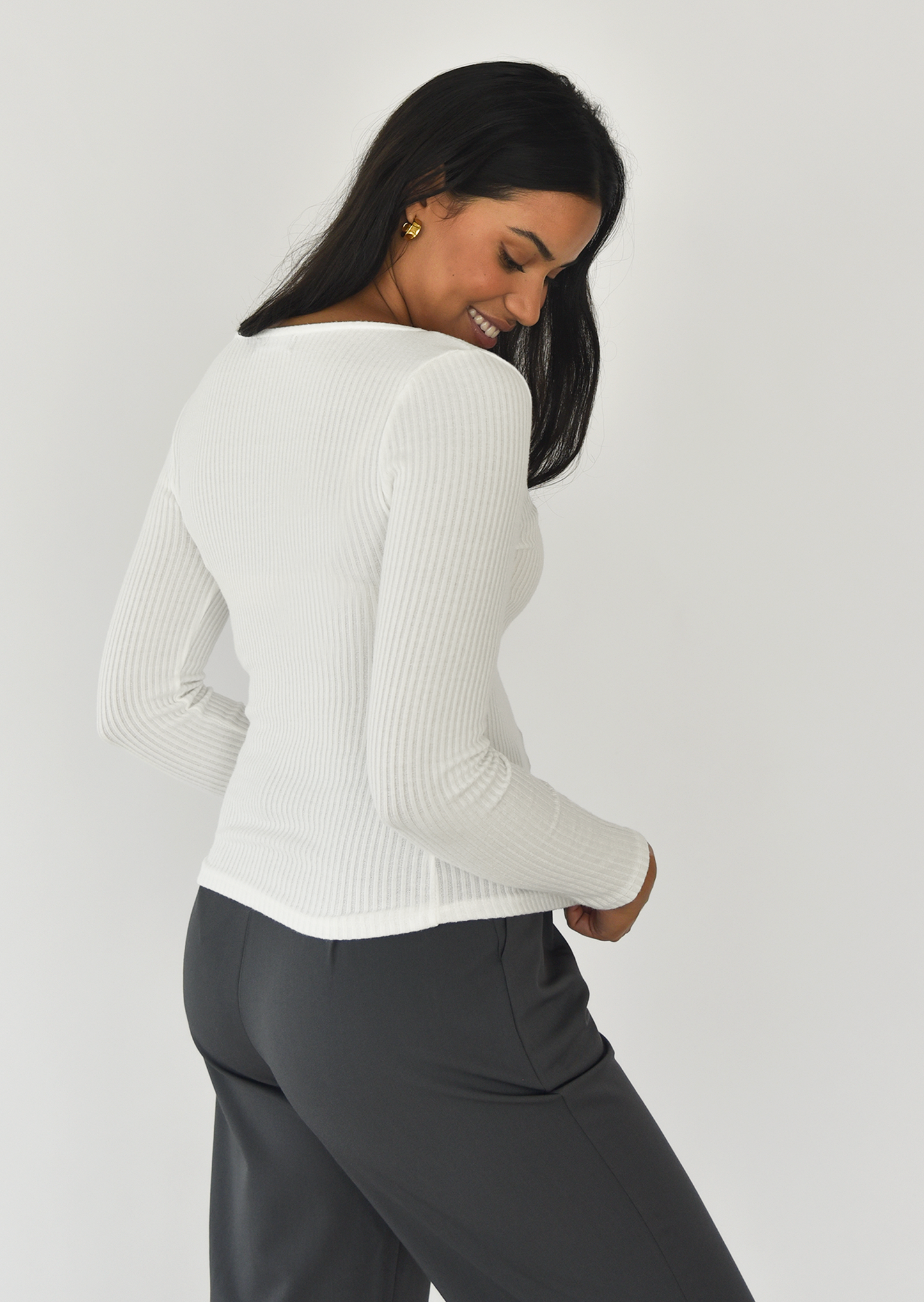 Ribbed top with square neck