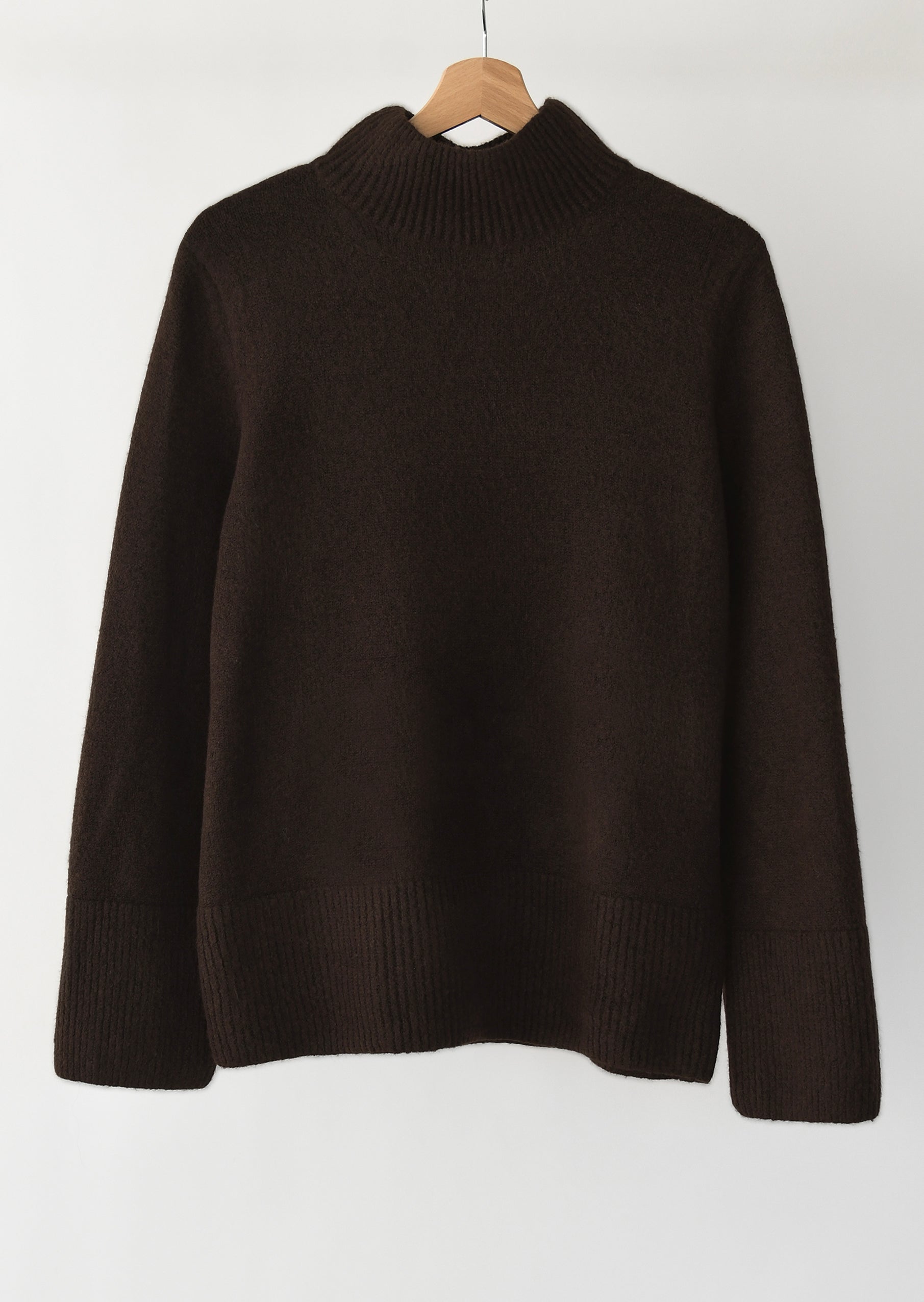 Fine Knit Dark Brown Knit Sweater Fine-knit Polo-neck Jumper