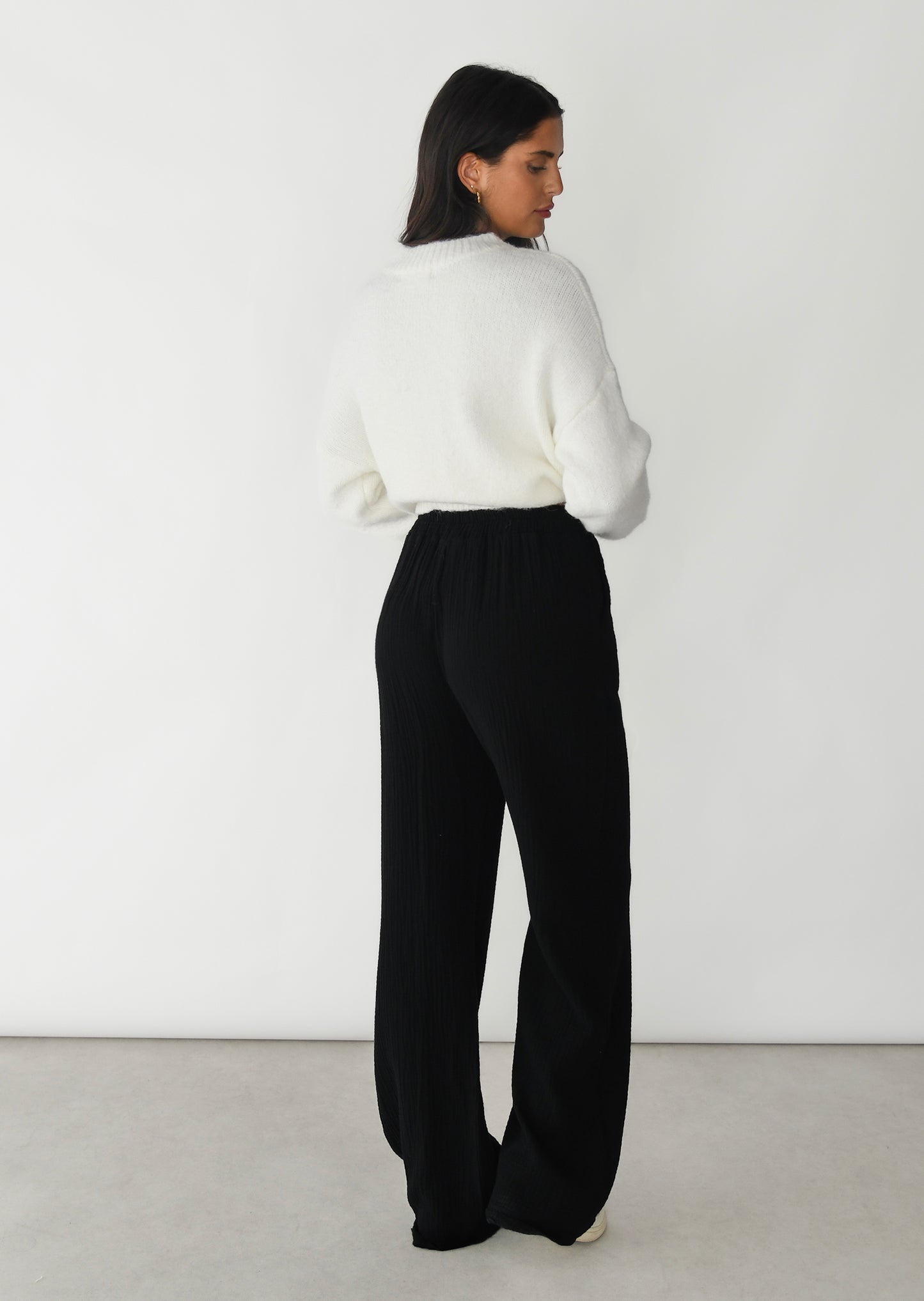 Cotton elastic waist trousers