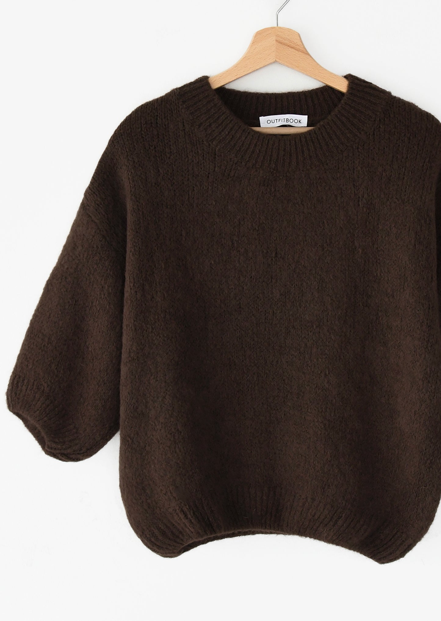Short-sleeved sweater in kid mohair and wool blend