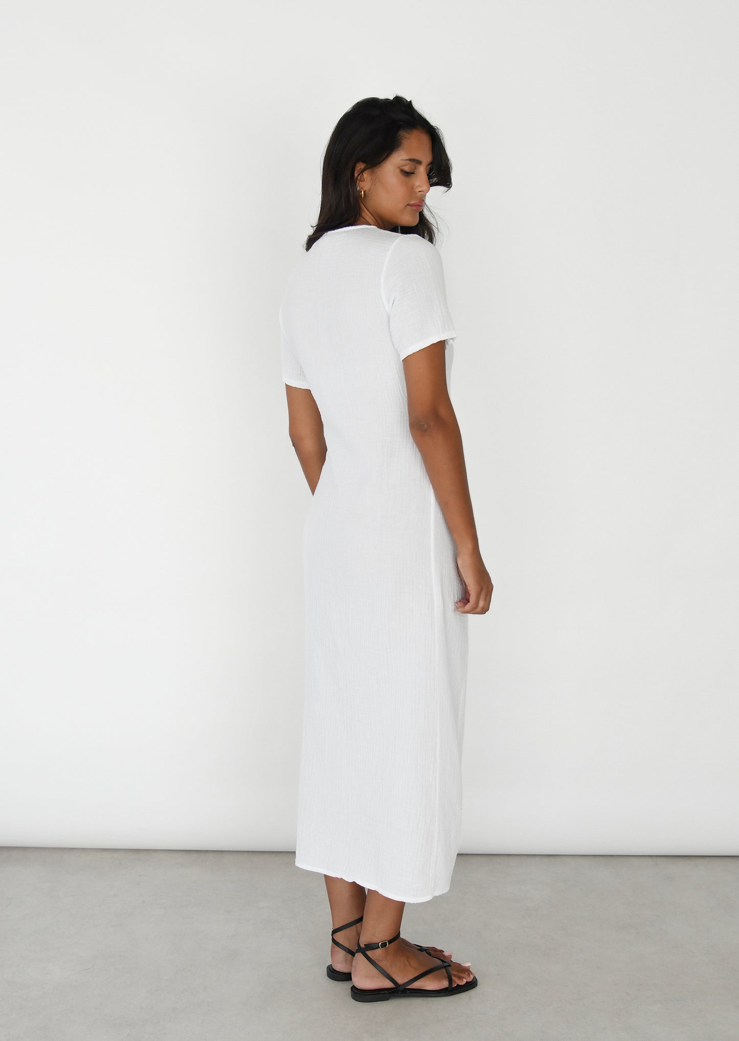 Cotton long wrap dress