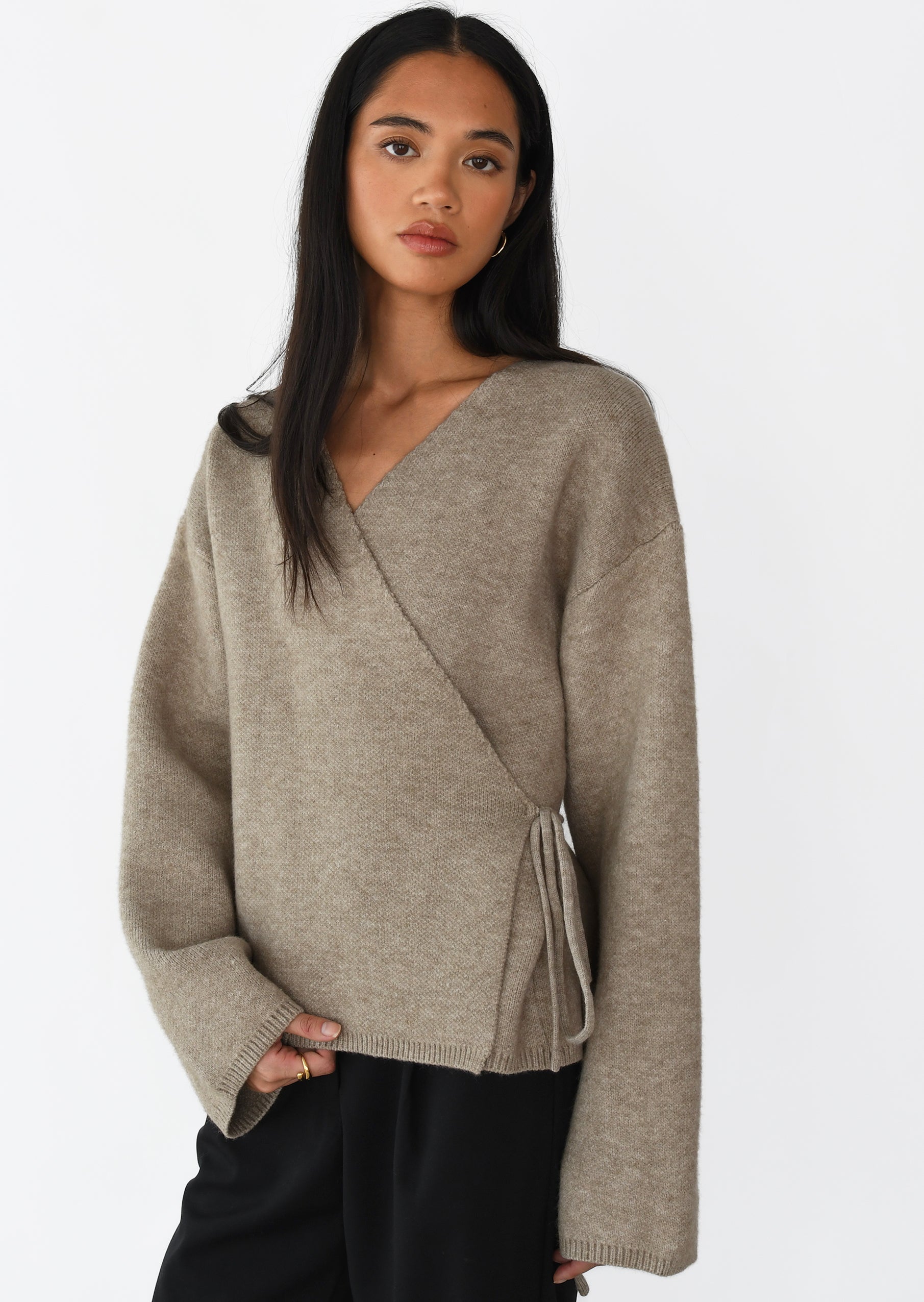 Knitted wrap cardigan – - Main Image