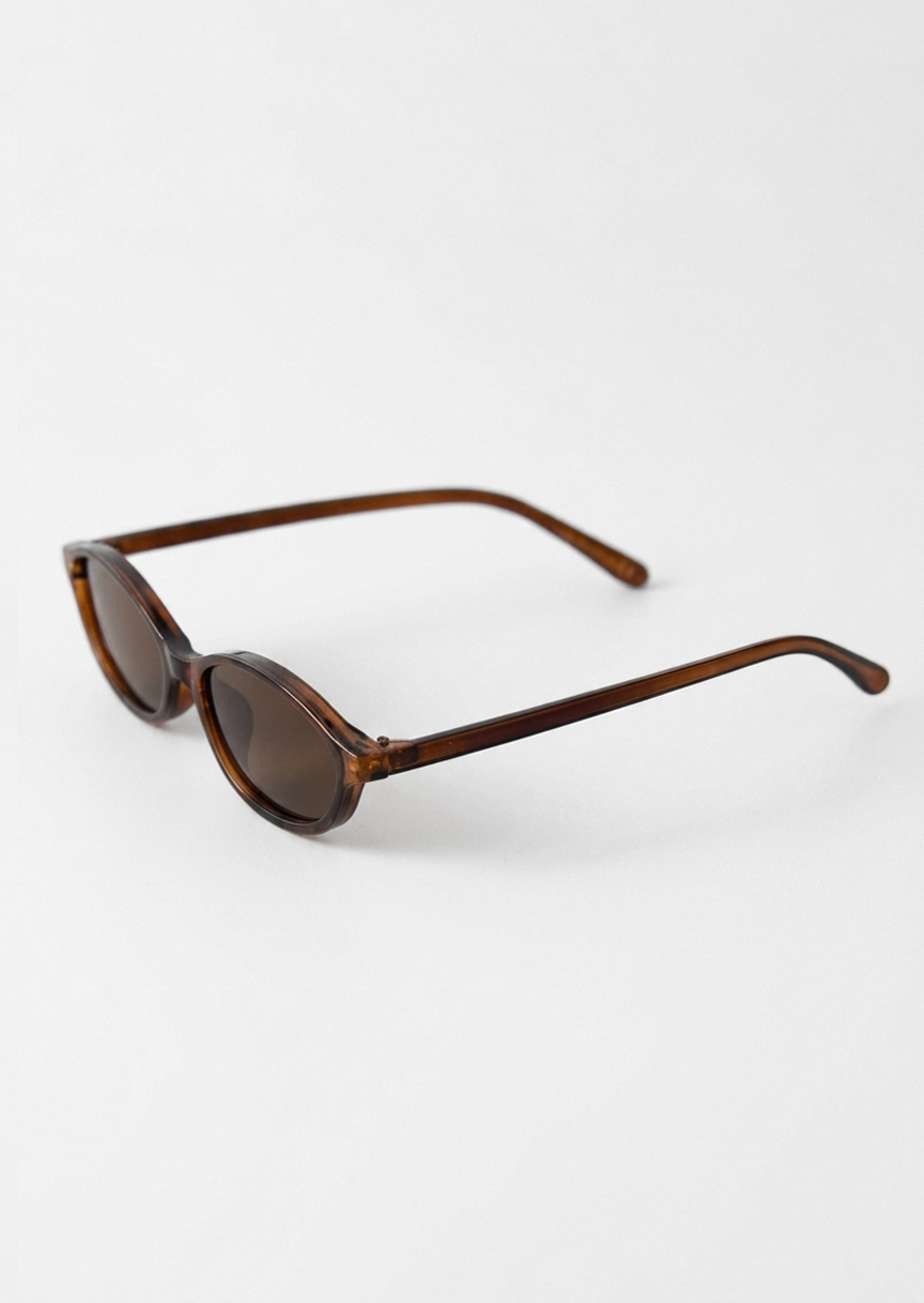 Skinny oval sunglasses in brown