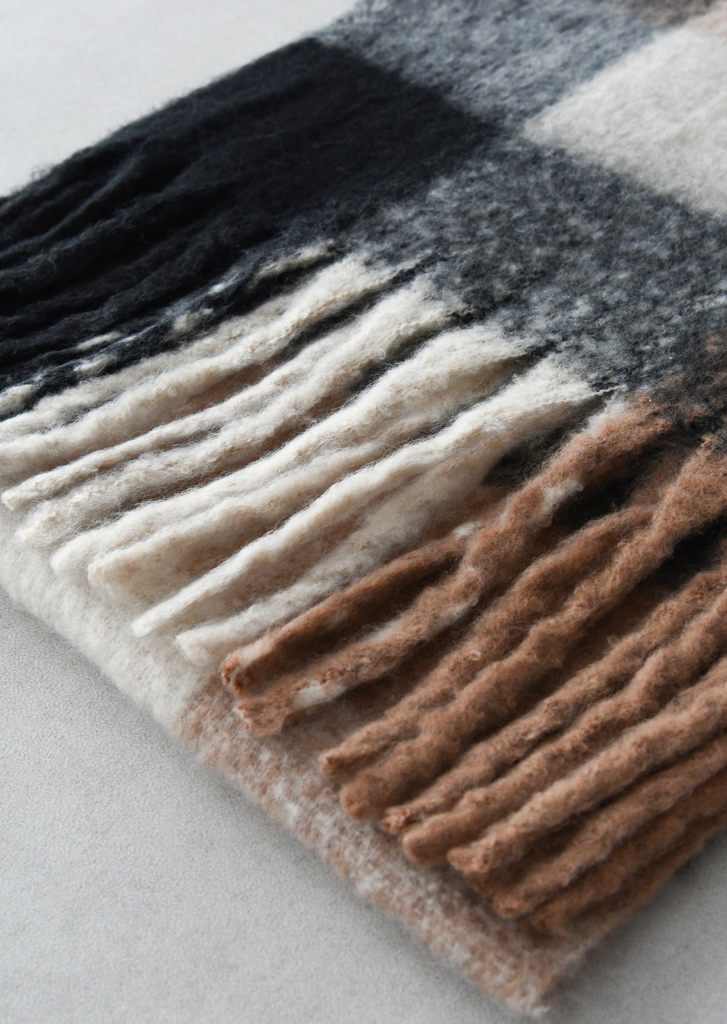 Checked wool-blend scarf