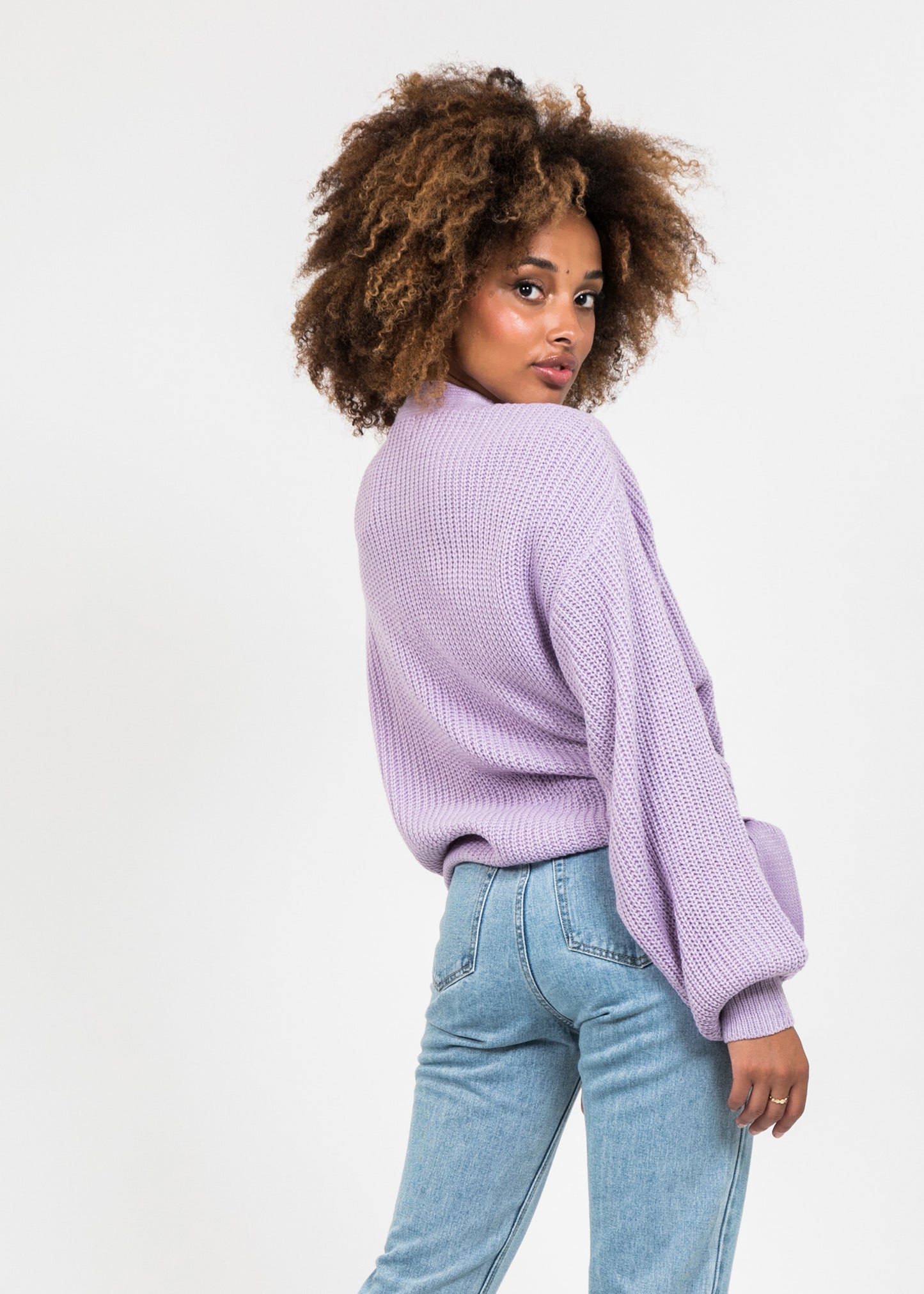 Wrap cardigan with tie front in purple