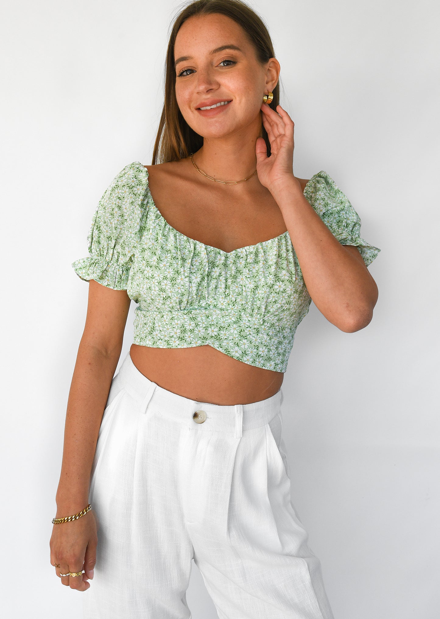 Floral tie back crop top