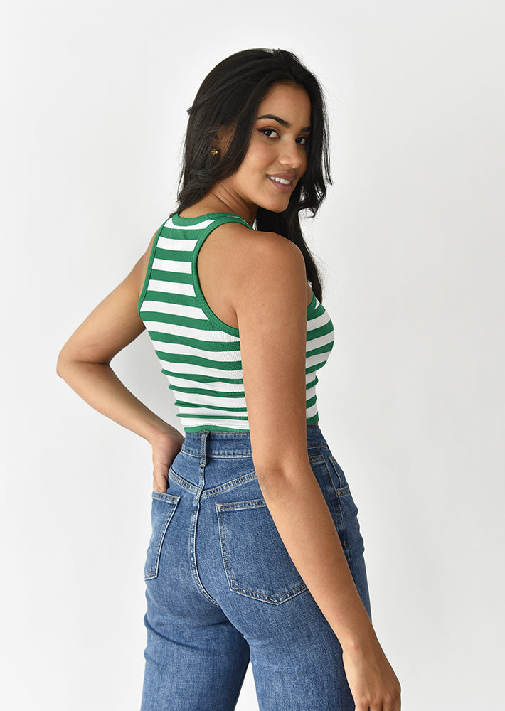 Ribbed striped vest top