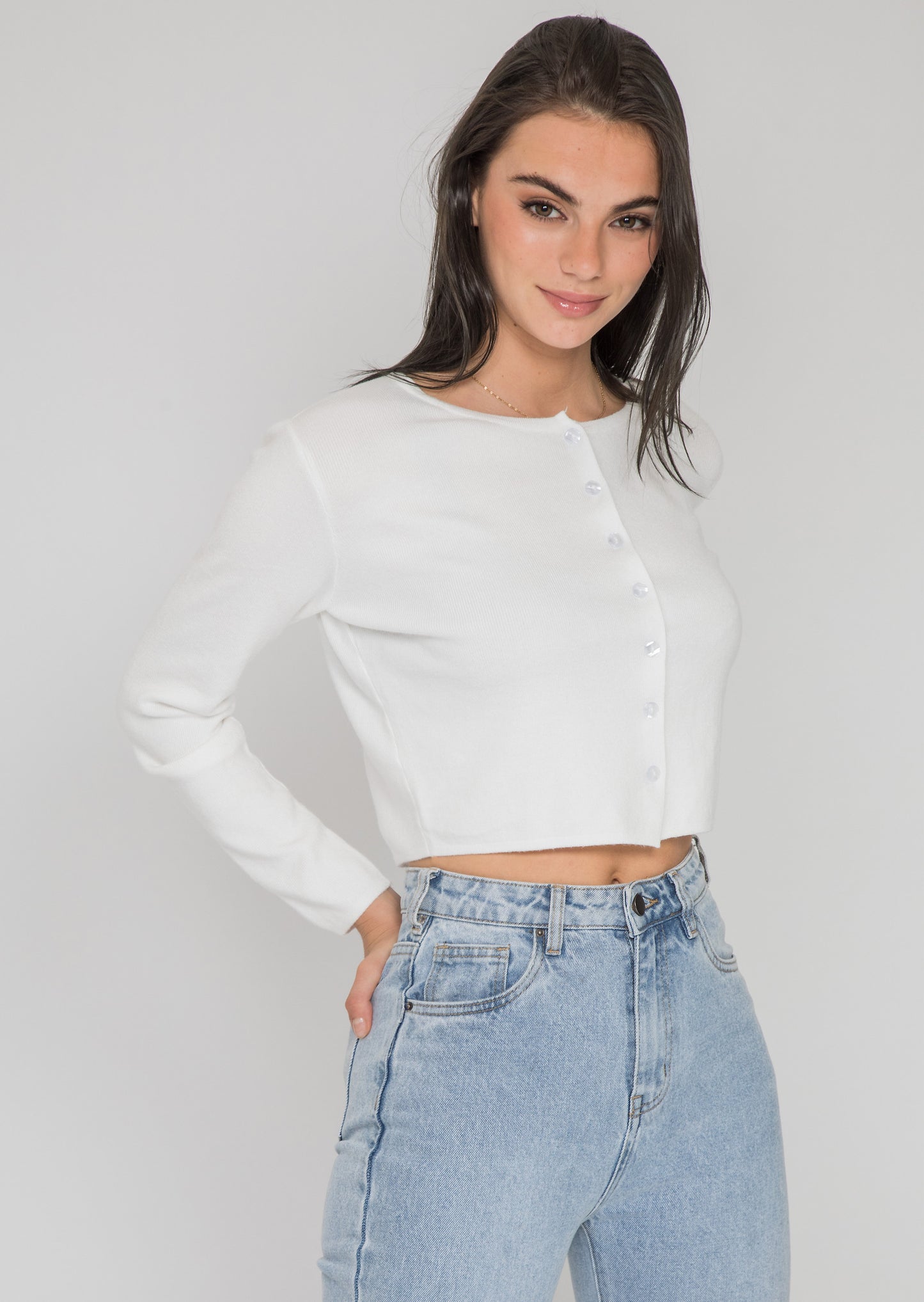 Cropped cardigan in white