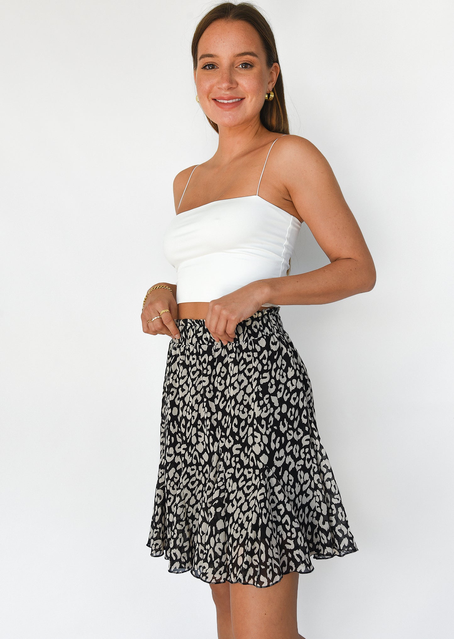 Ruffle skirt in leopard print