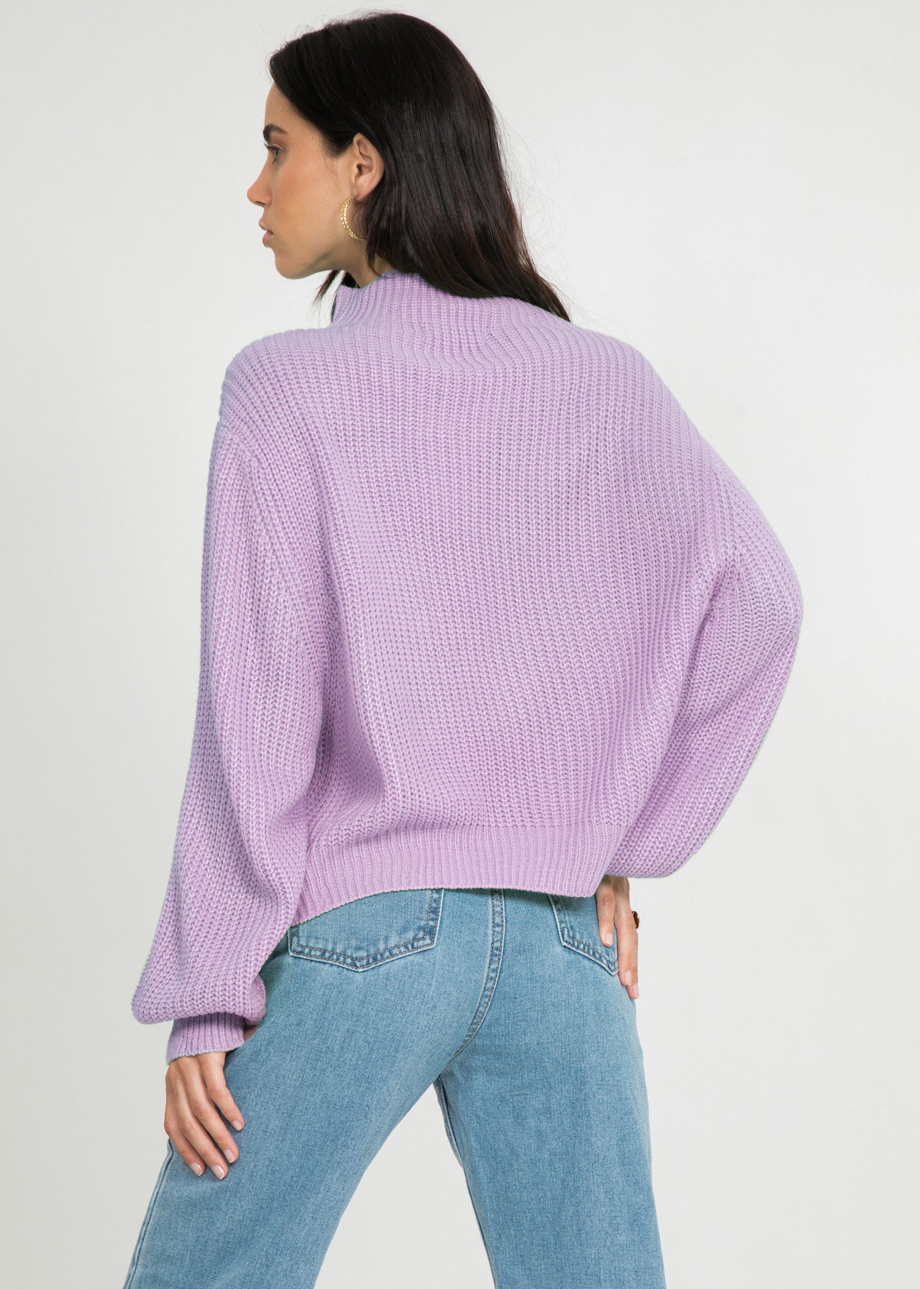 golondrina Hasta aquí aceptable Jersey lila de cuello alto y mangas globo – Outfitbook.fr