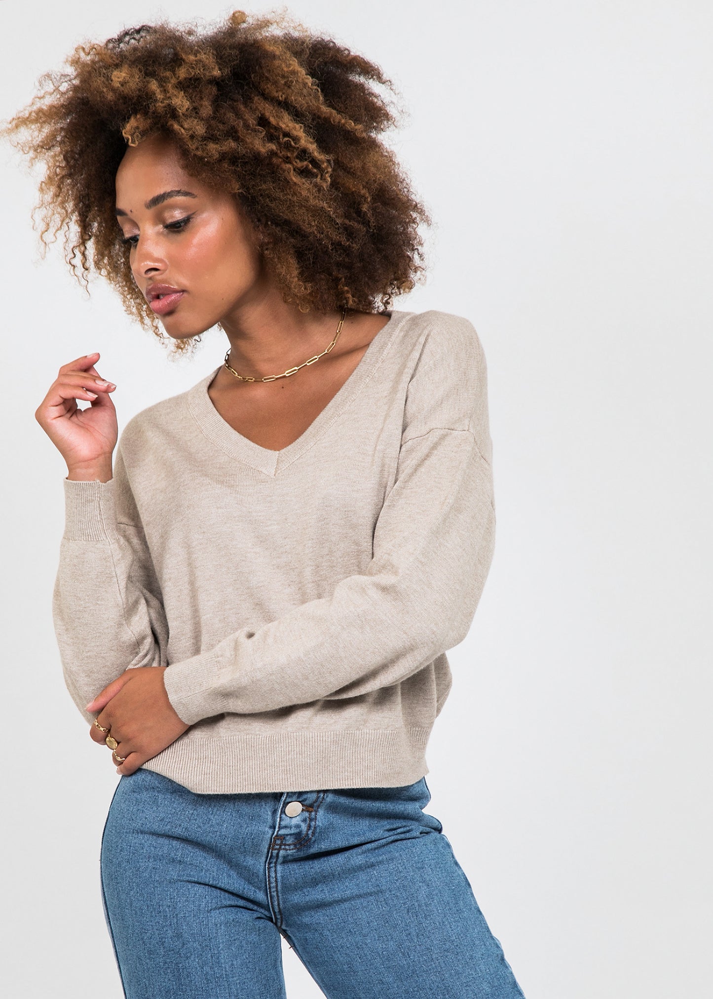 Jersey de punto con cuello en V