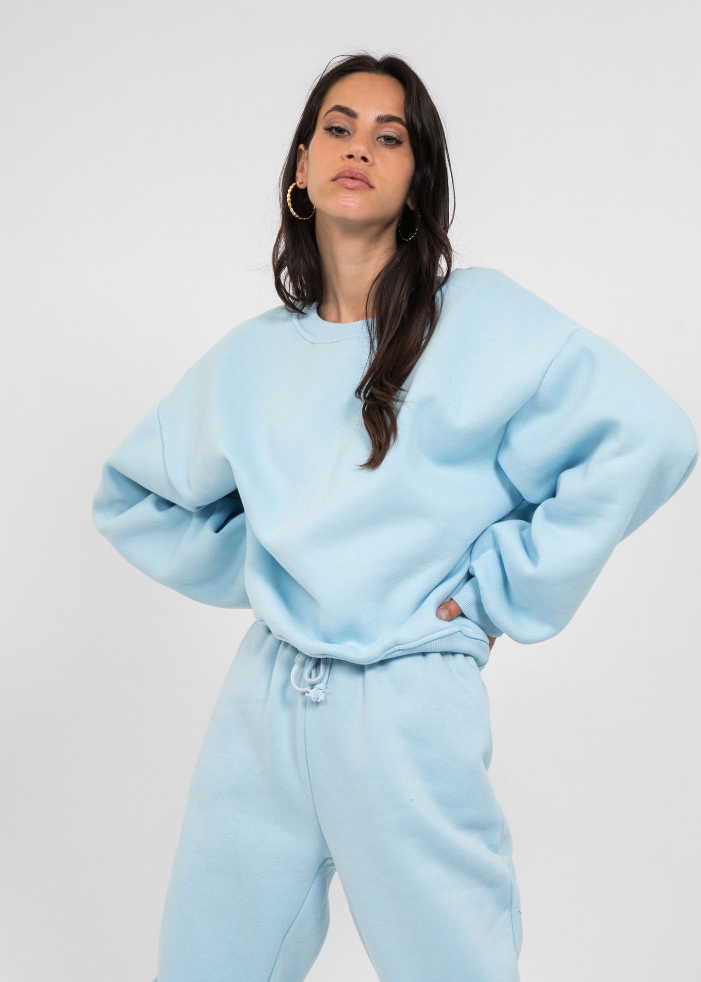 Cotton oversized sweatshirt in blue