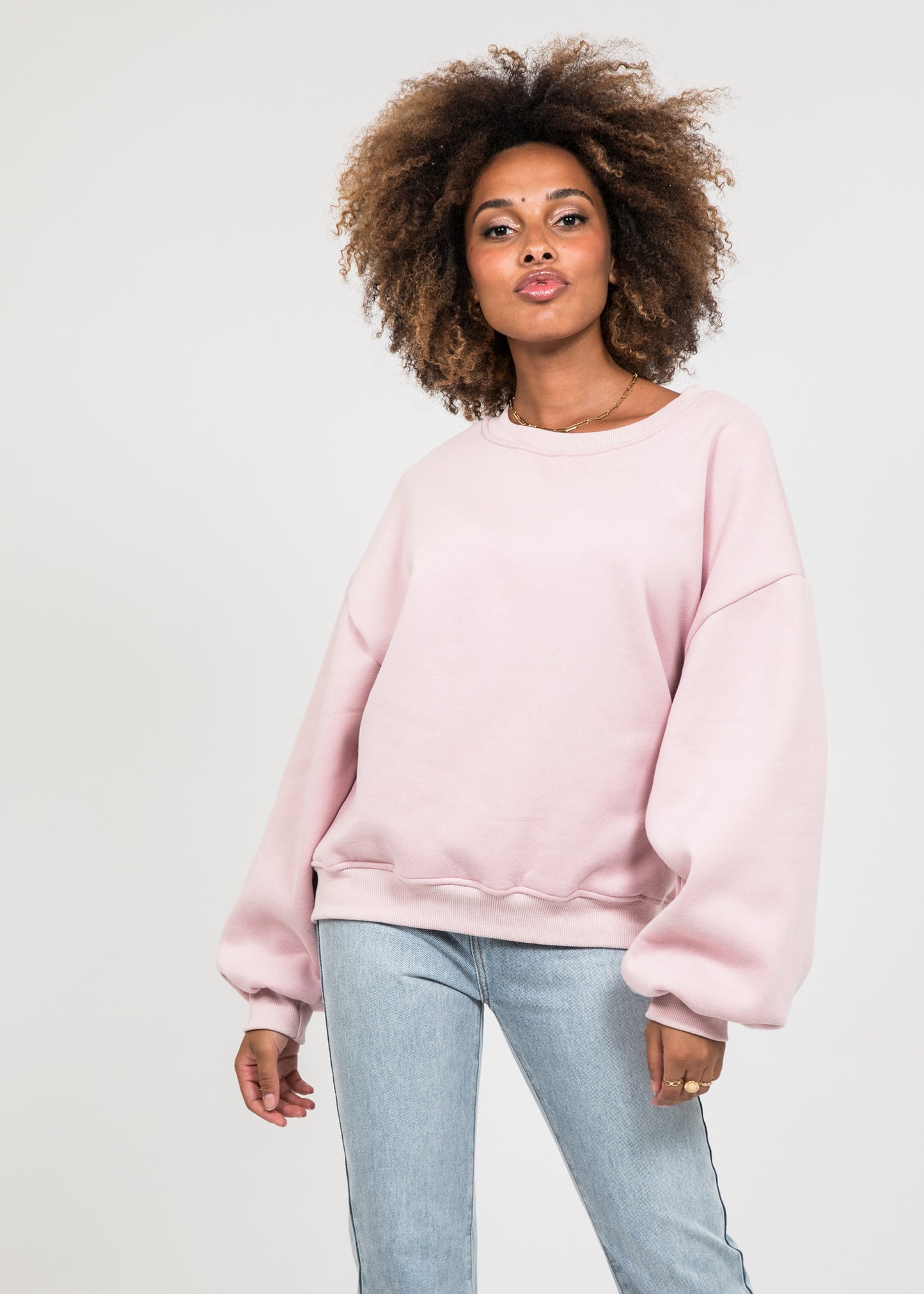 Cotton oversized sweatshirt in dusty pink