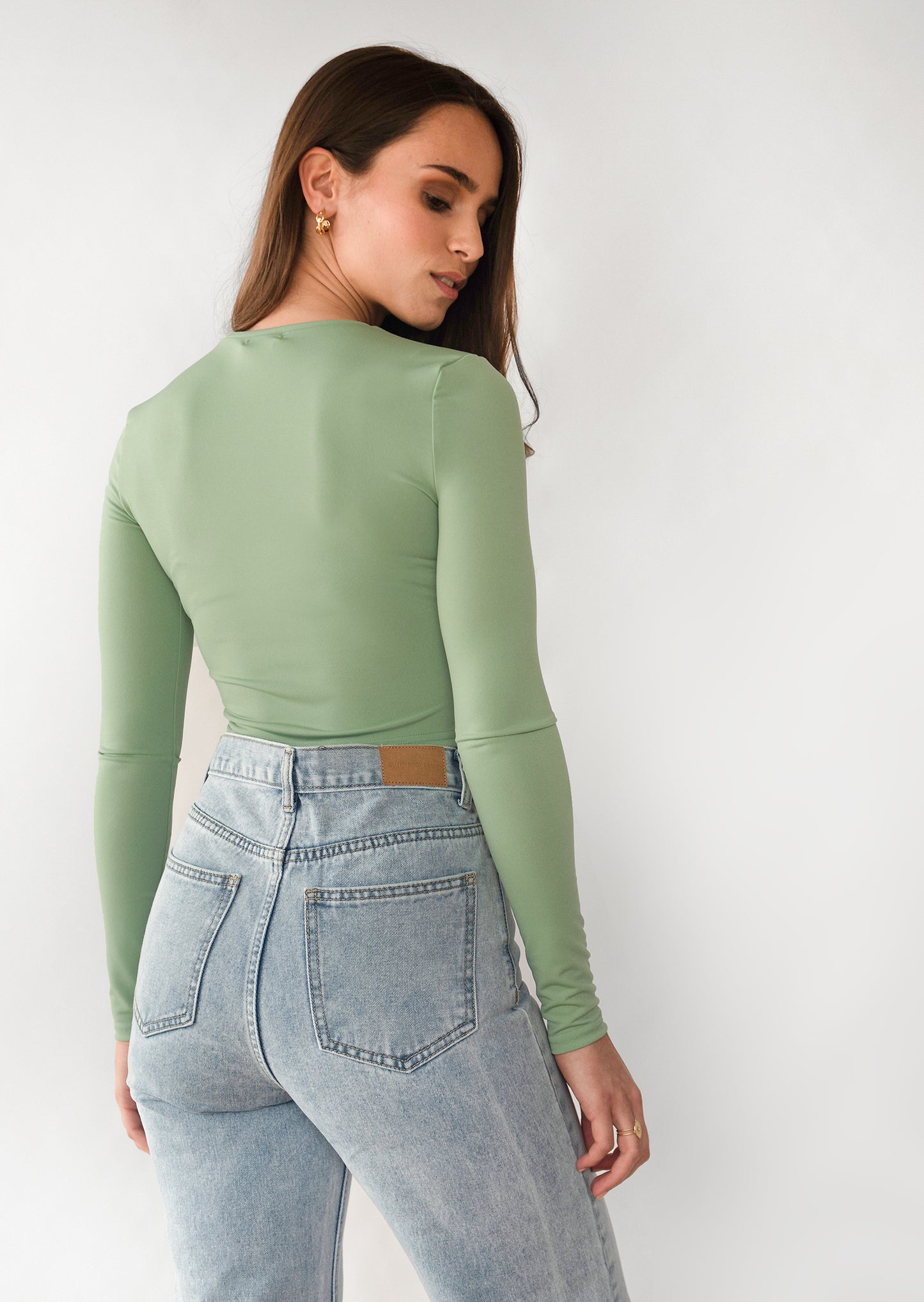 Top ajusté à manches longues vert