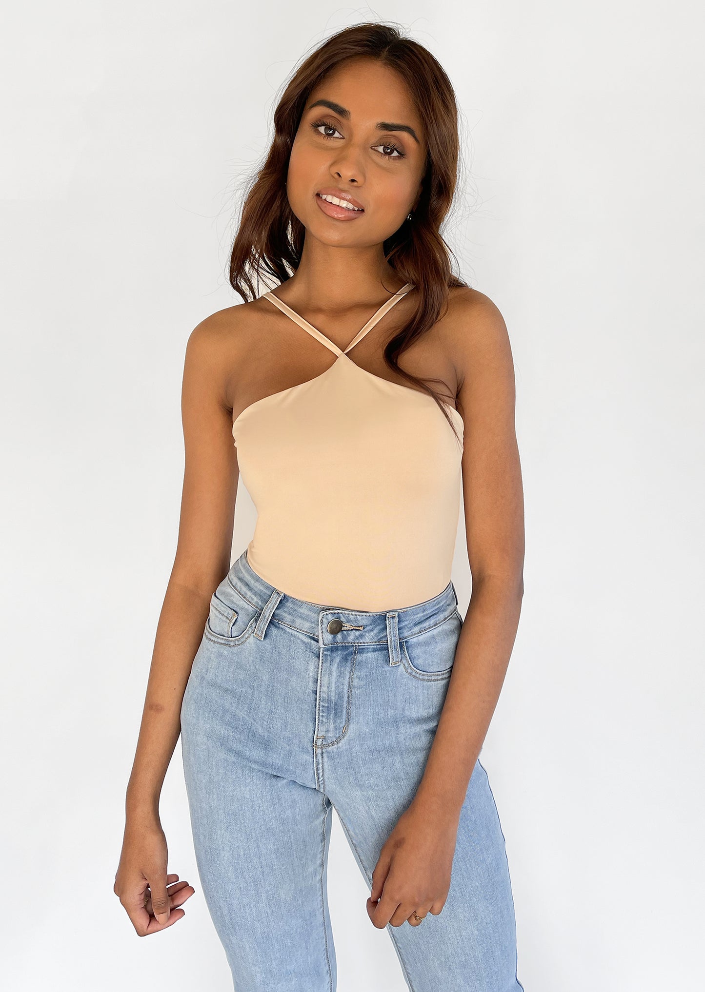 Top beige croisé devant