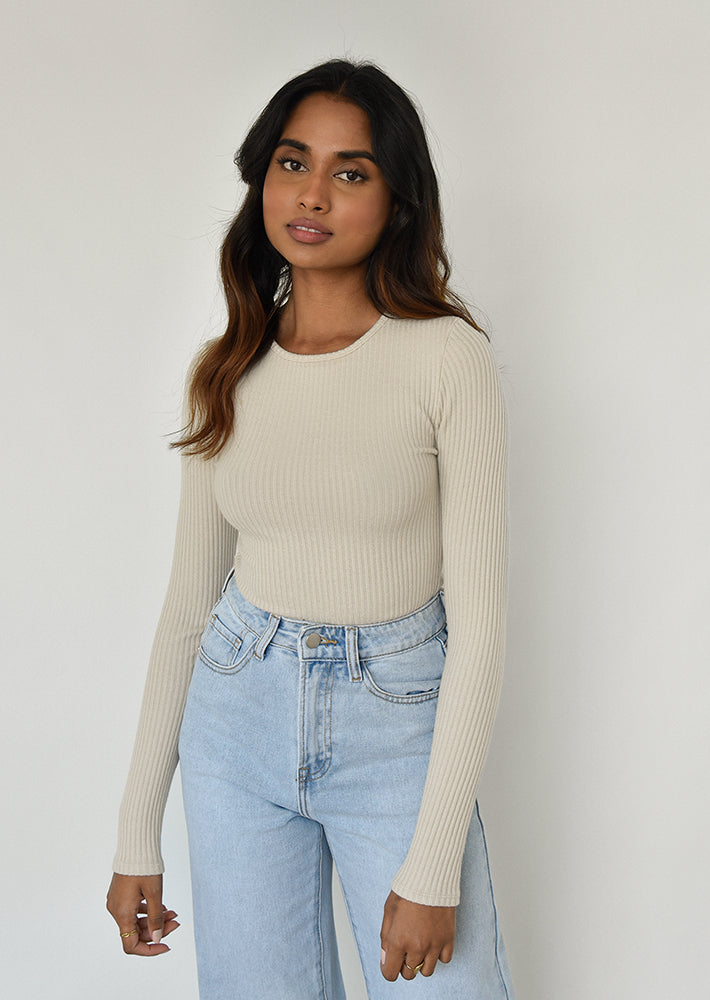 Top col rond côtelé