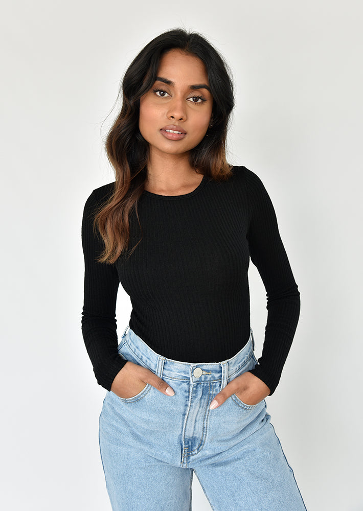 Top col rond côtelé