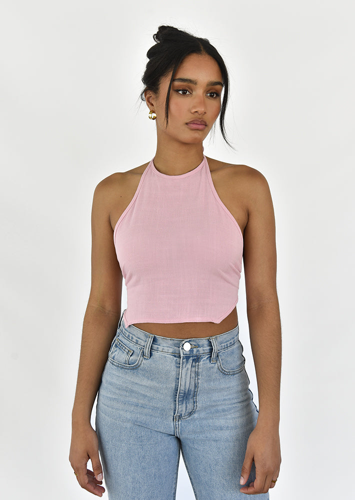 Top lino espalda abierta