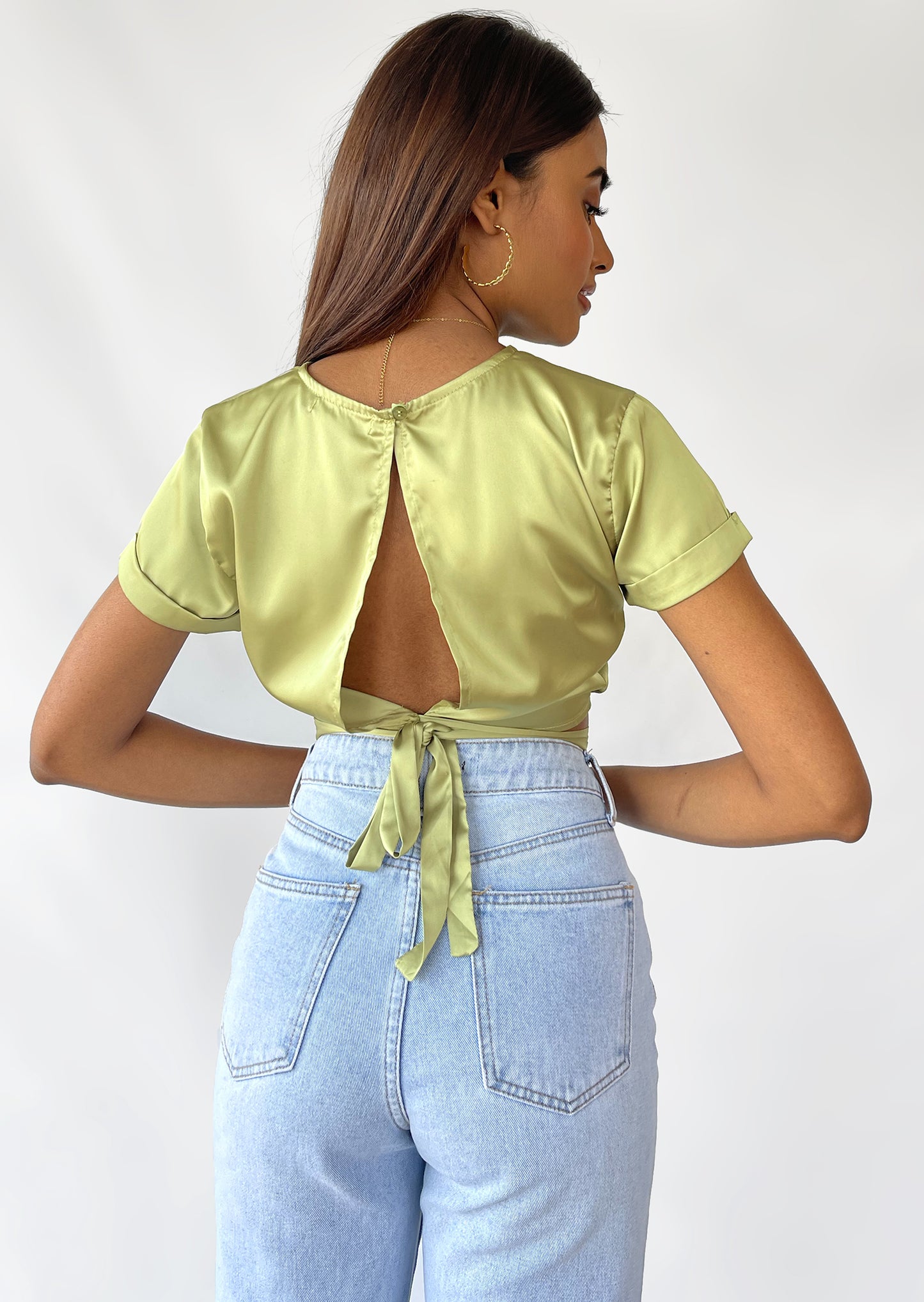 Satin tie back top