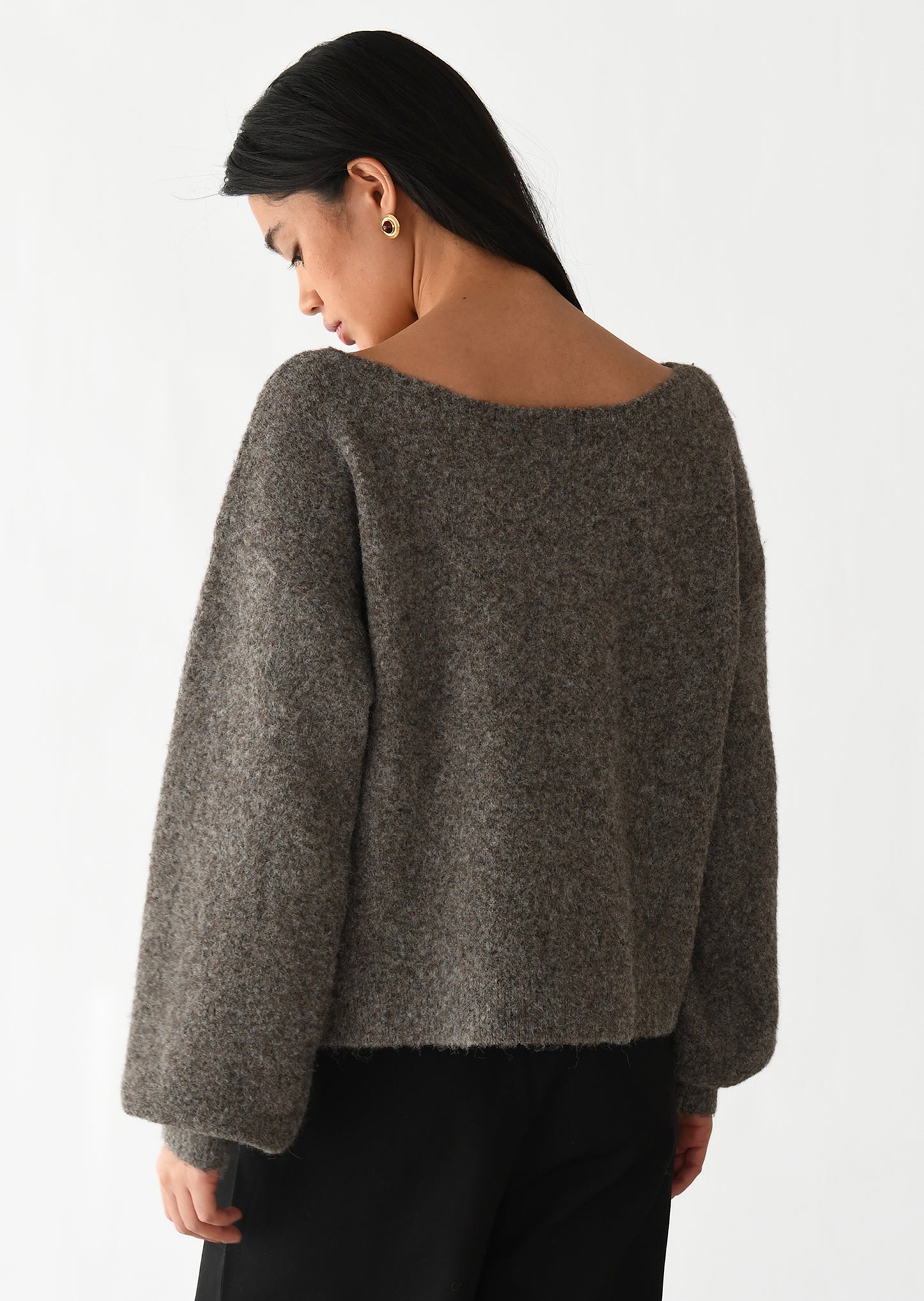 Boat-neck knitted sweater