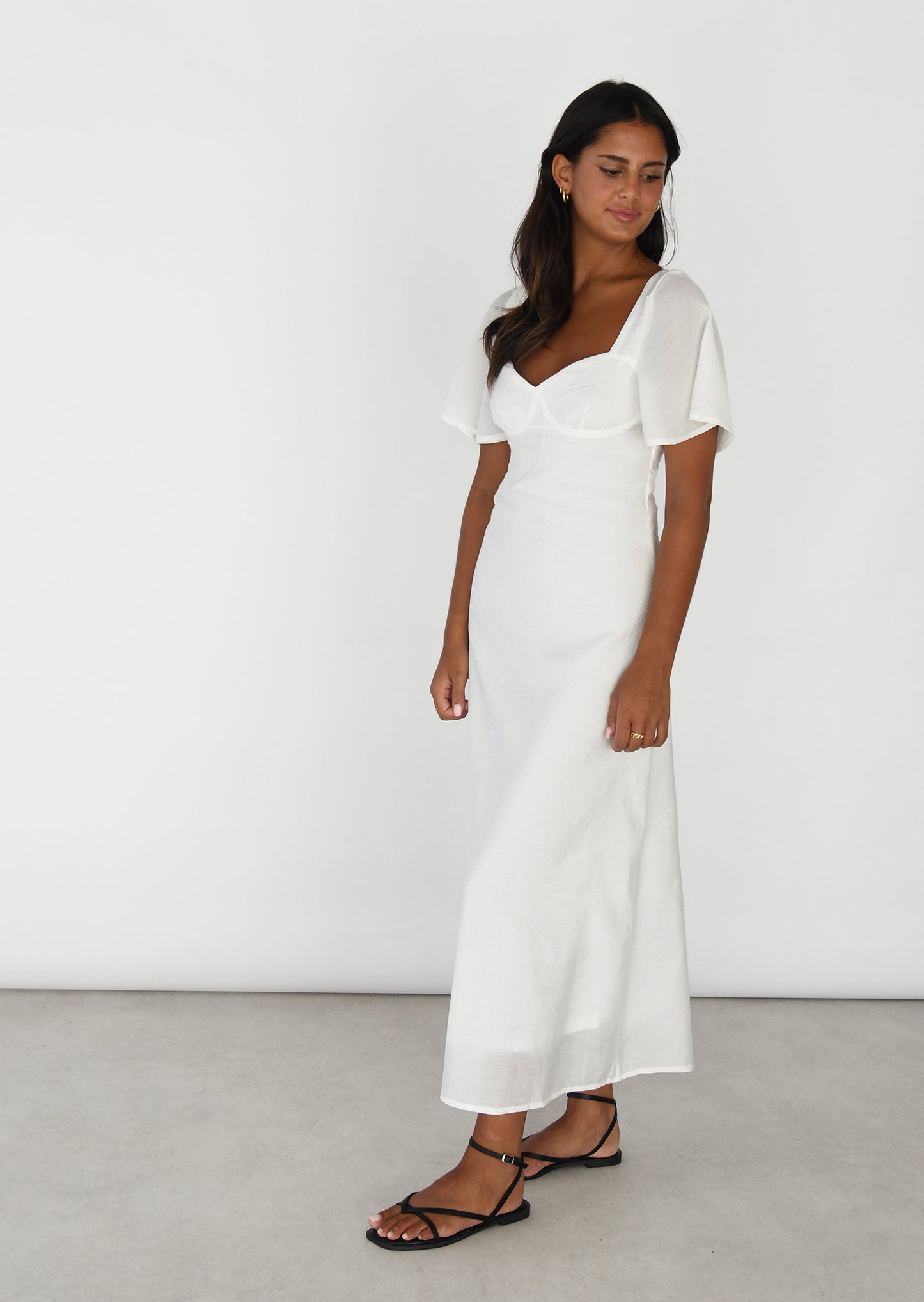 Frill sleeve maxi dress