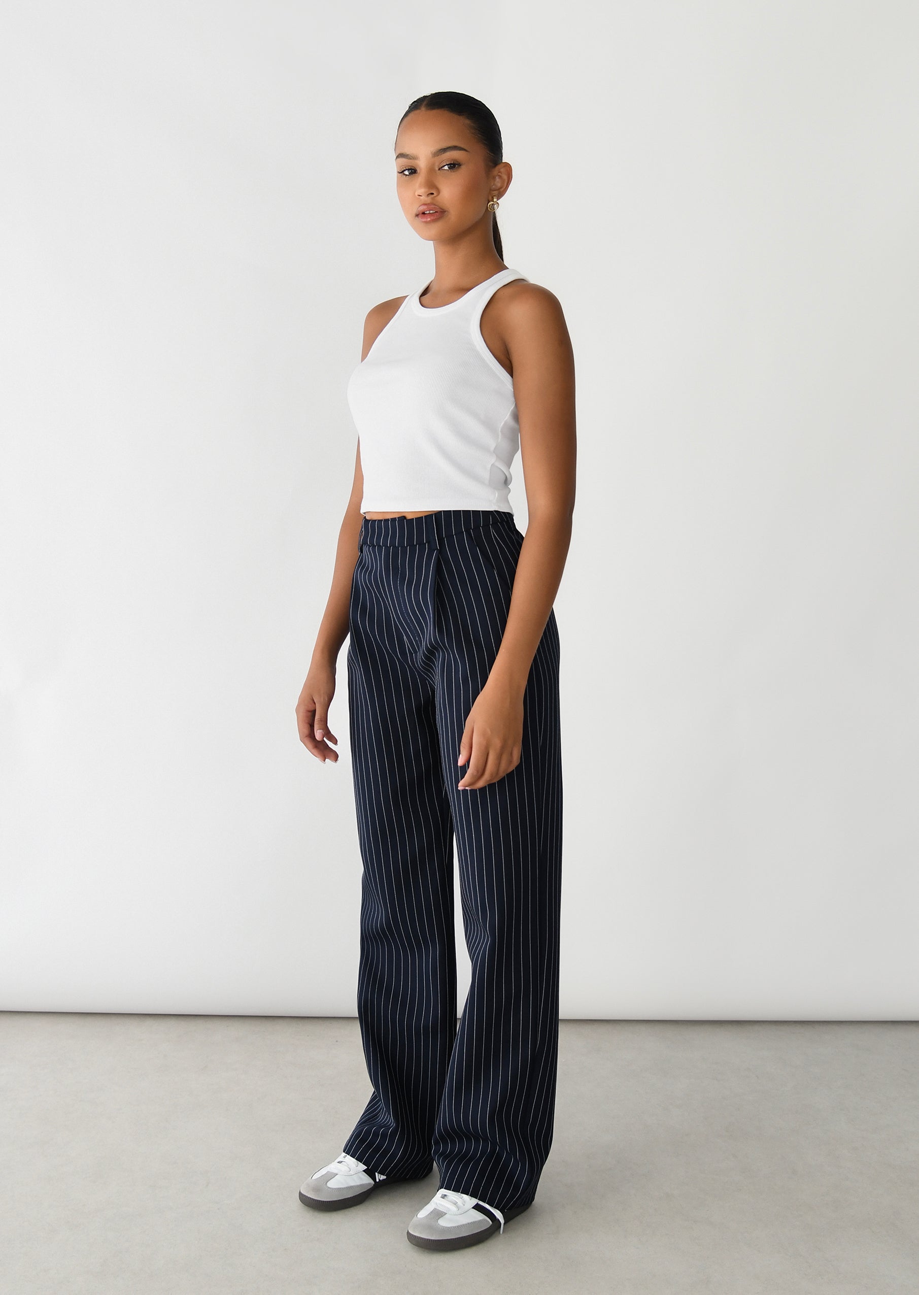 Striped Suit Pants Striped Baggy Trousers Pinstripe Relaxed Wide
