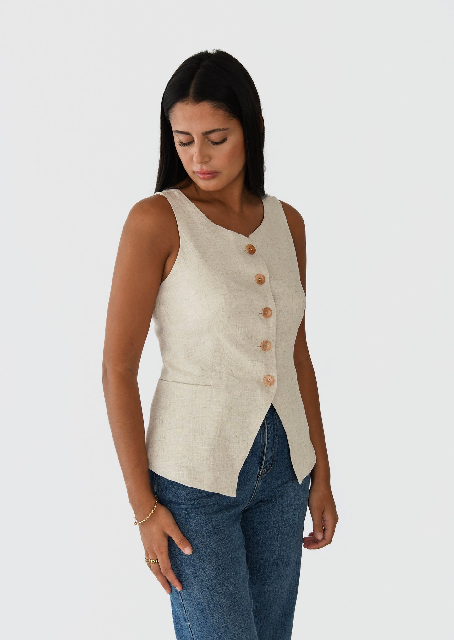 Linen suit vest