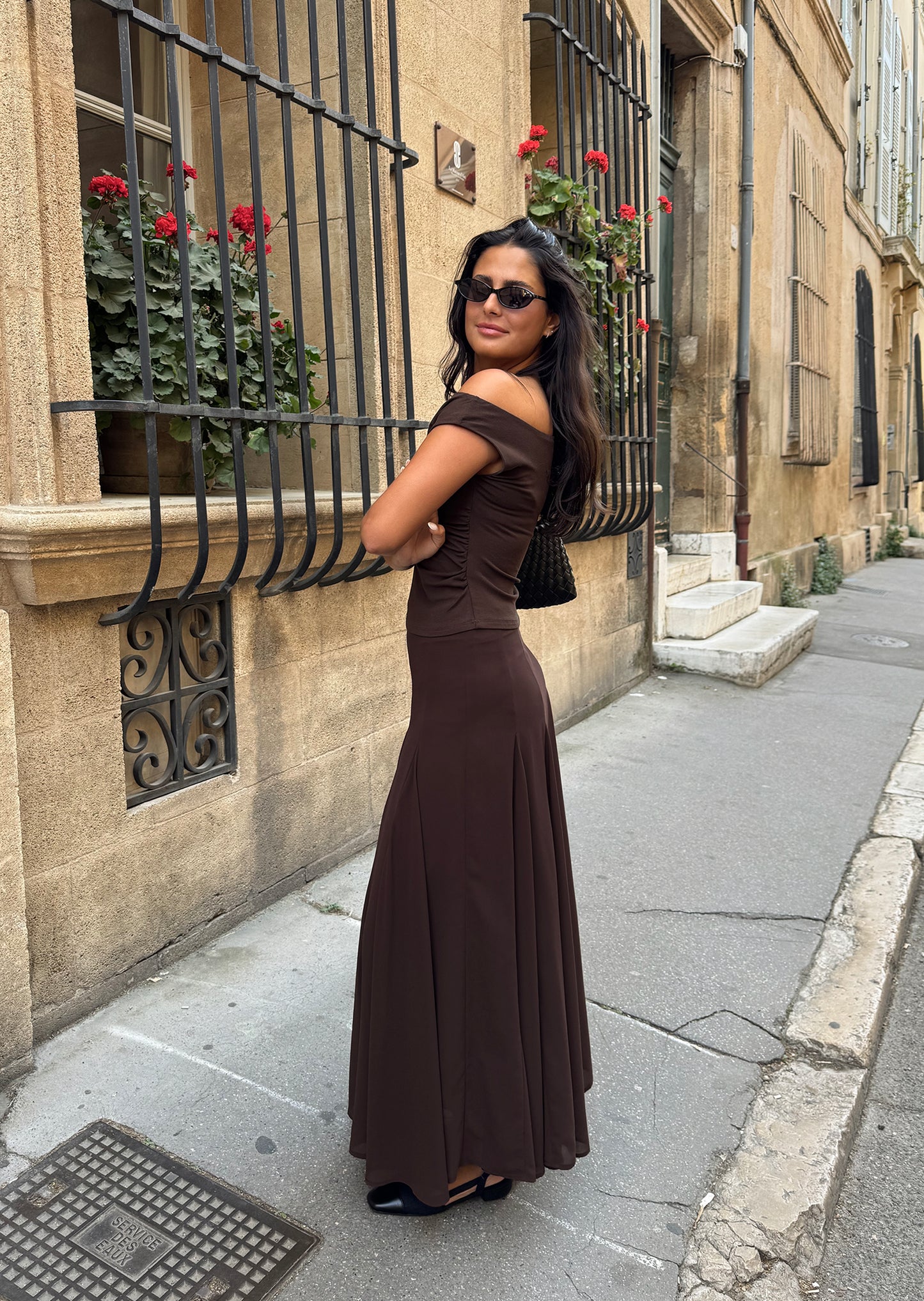 Pleated long skirt