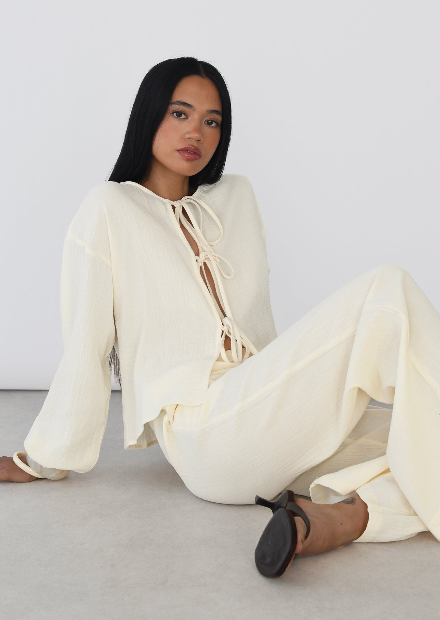 Blouse texturée à nouer