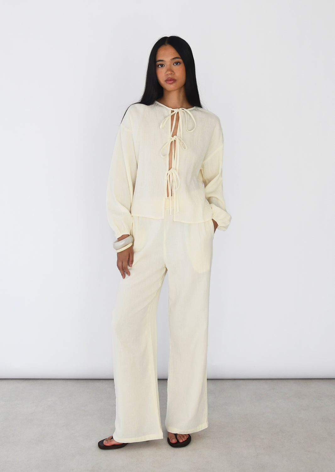 Pantalon en coton texturé