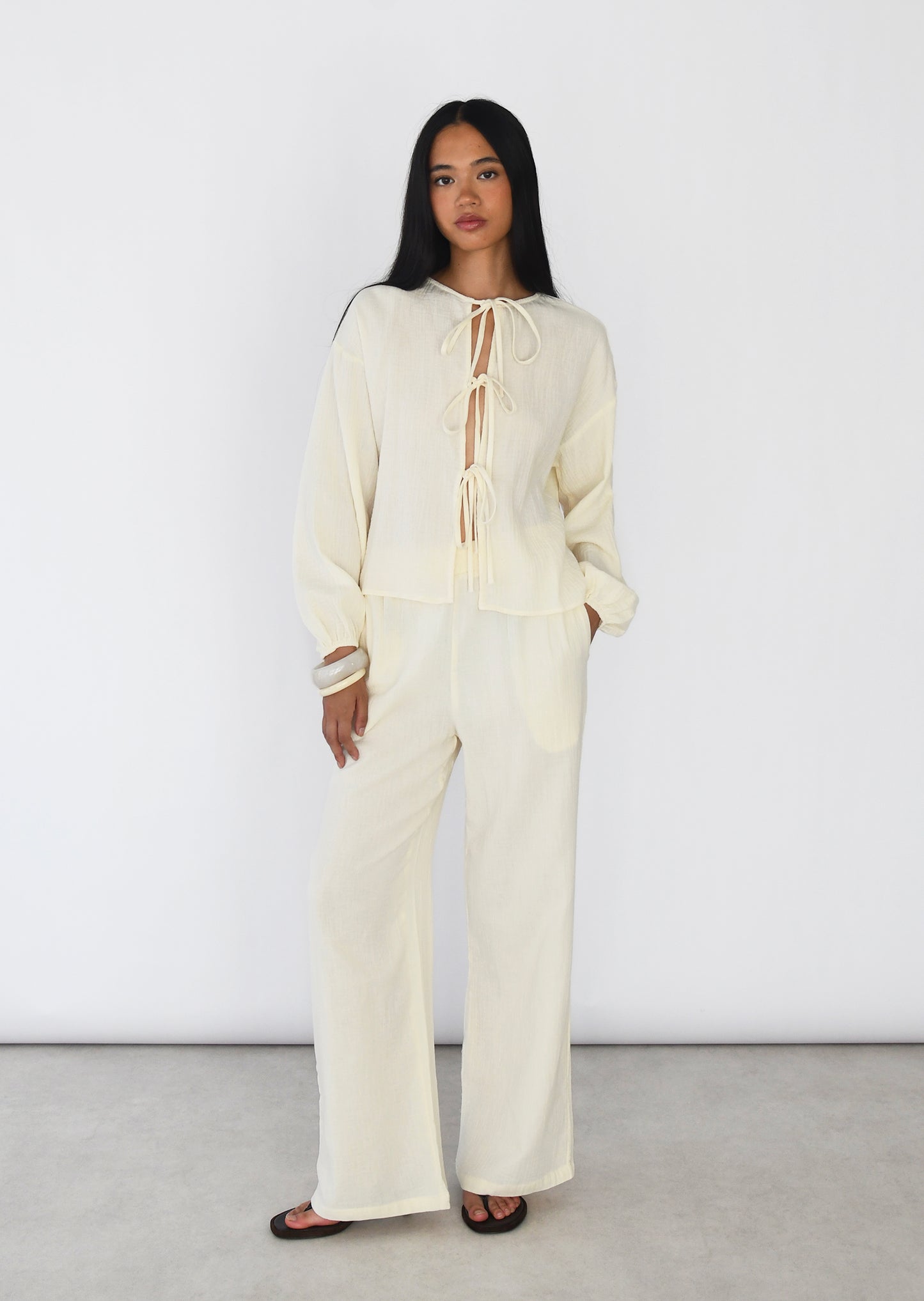 Blouse texturée à nouer