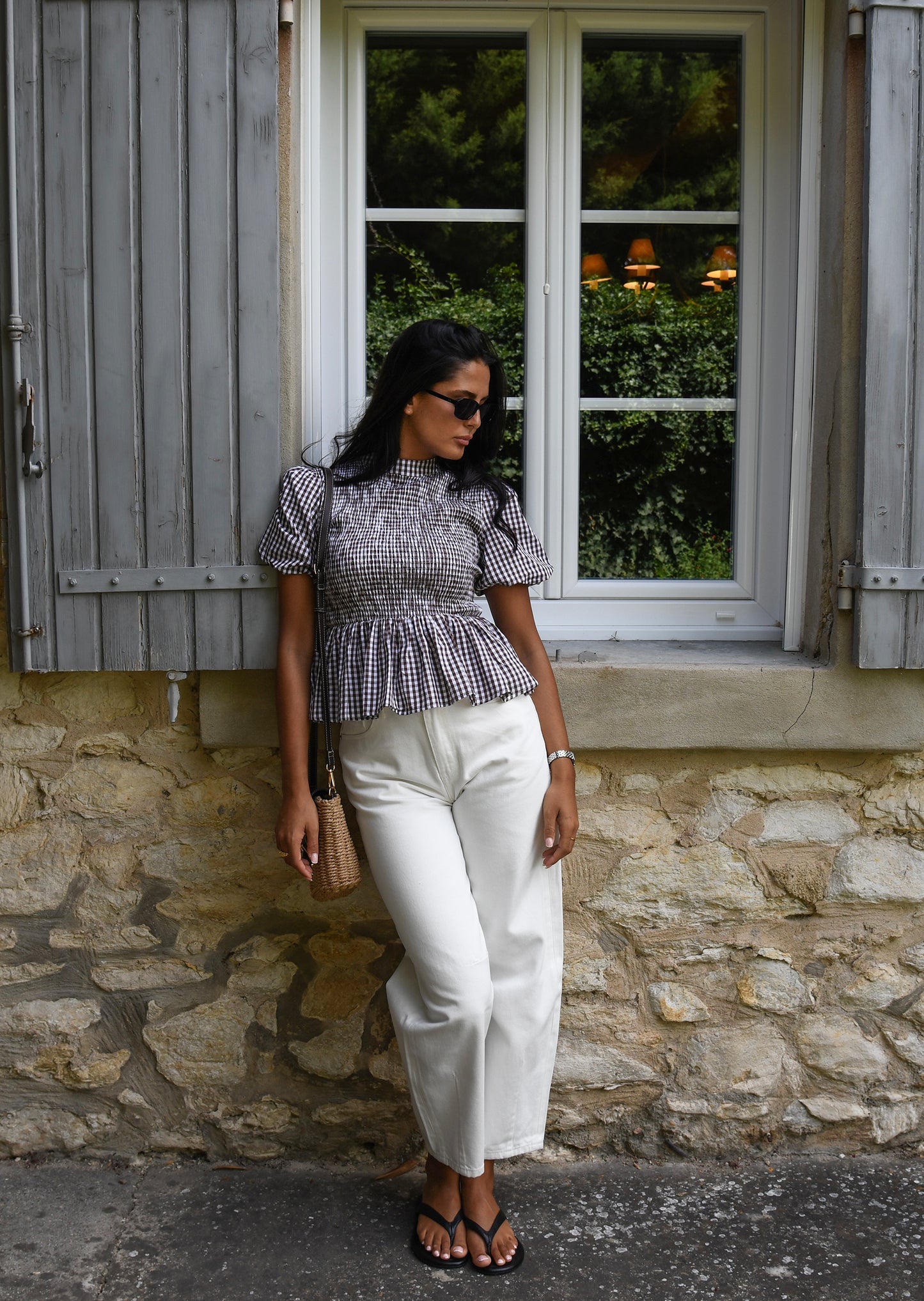 Gingham gathered top