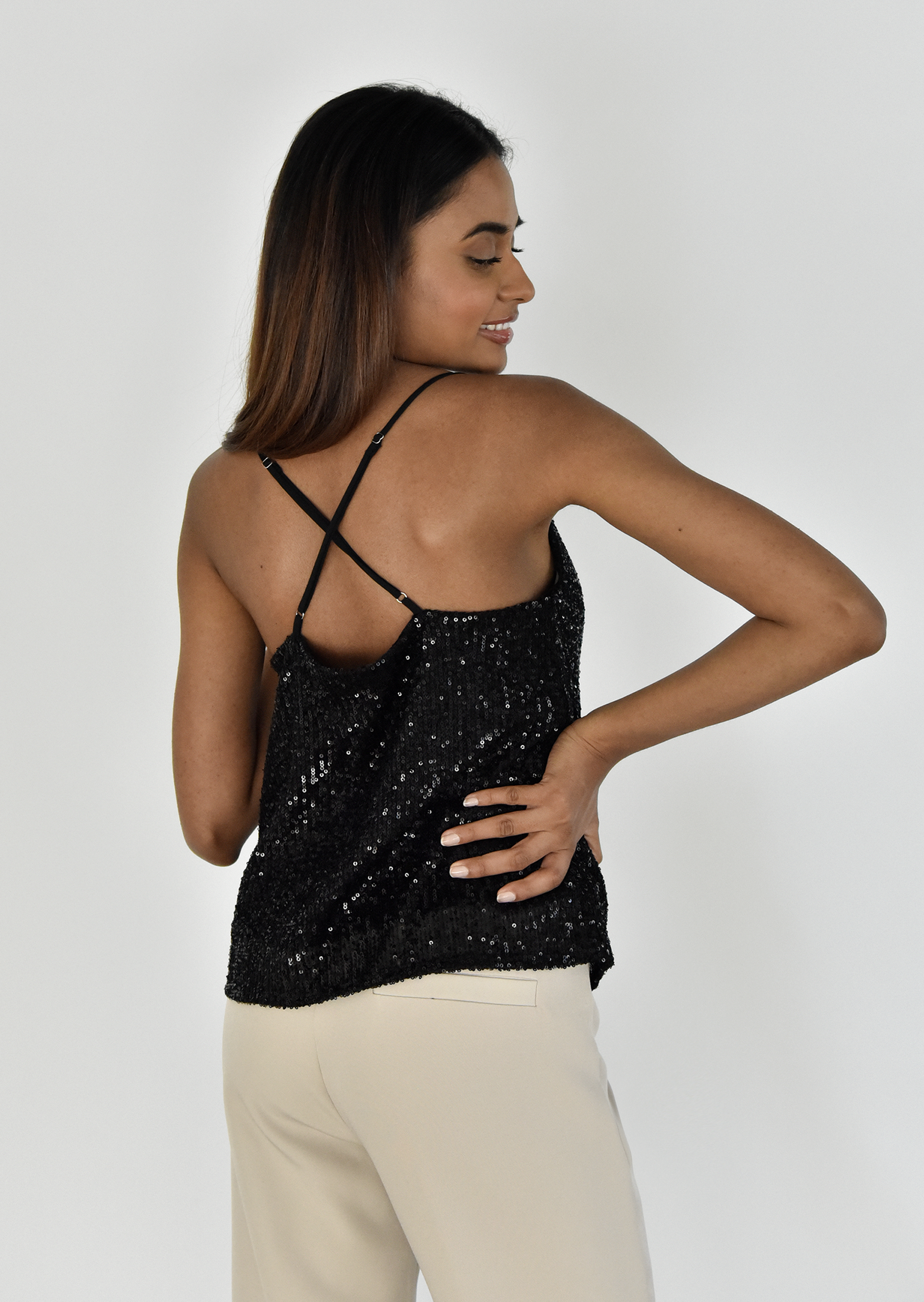 Sequin Knit V-Neck Cami- Clearance