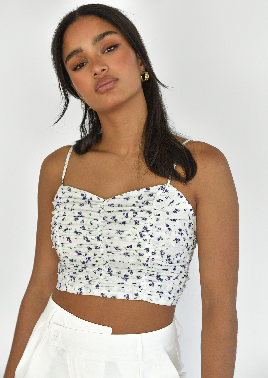 Crop top à imprimé fleurs