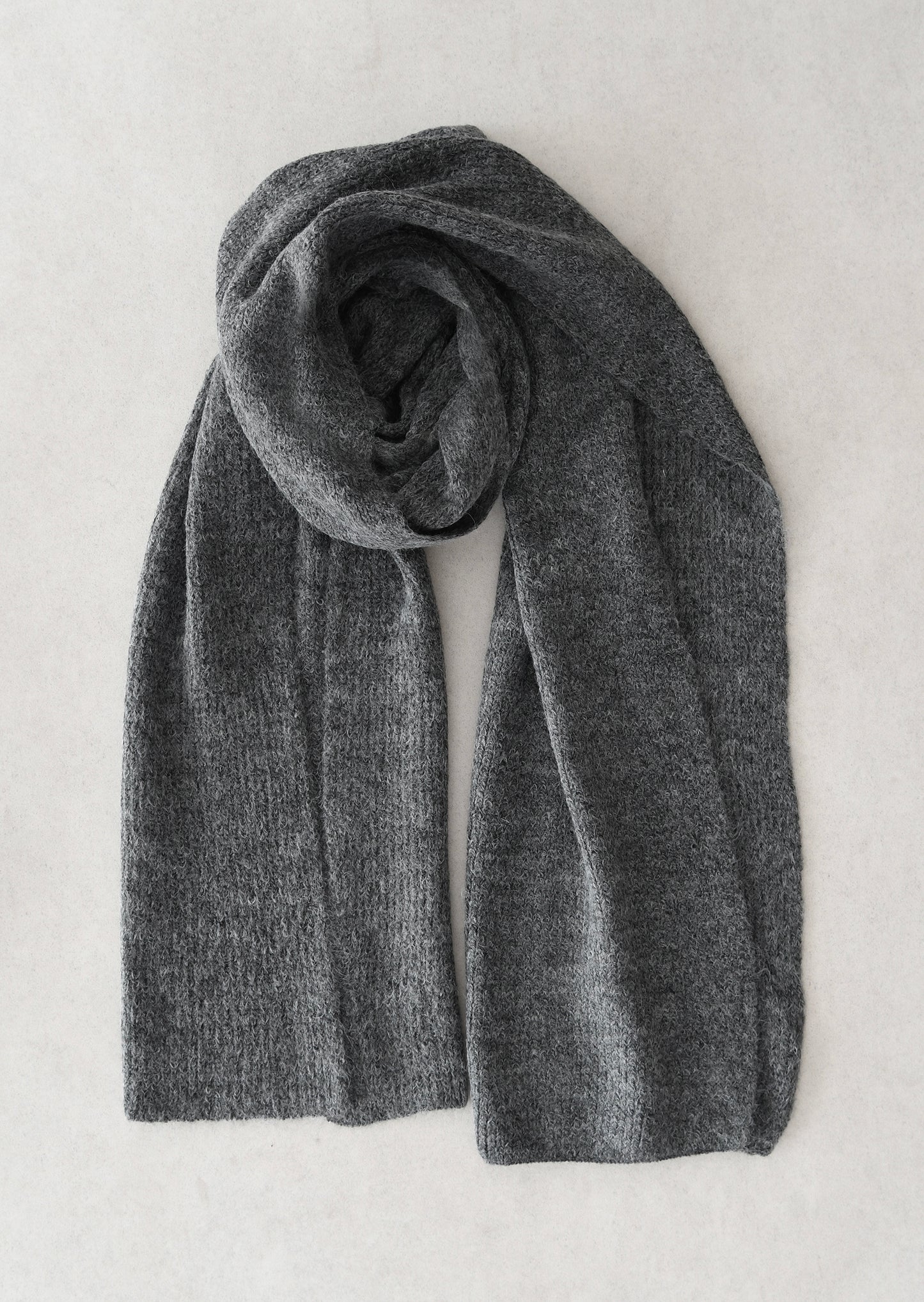 Wool blend rib-knit scarf