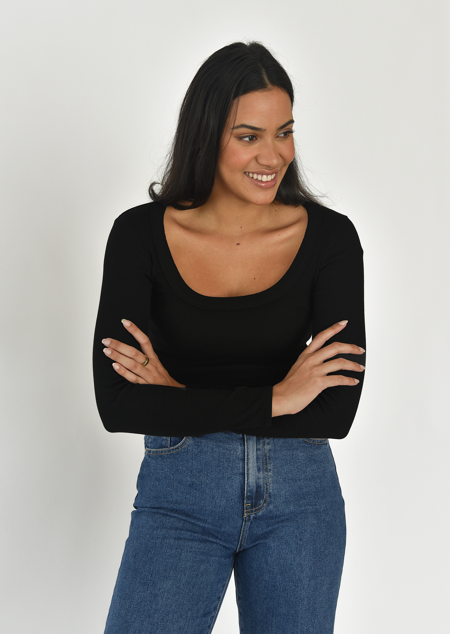 Cotton long-sleeved top