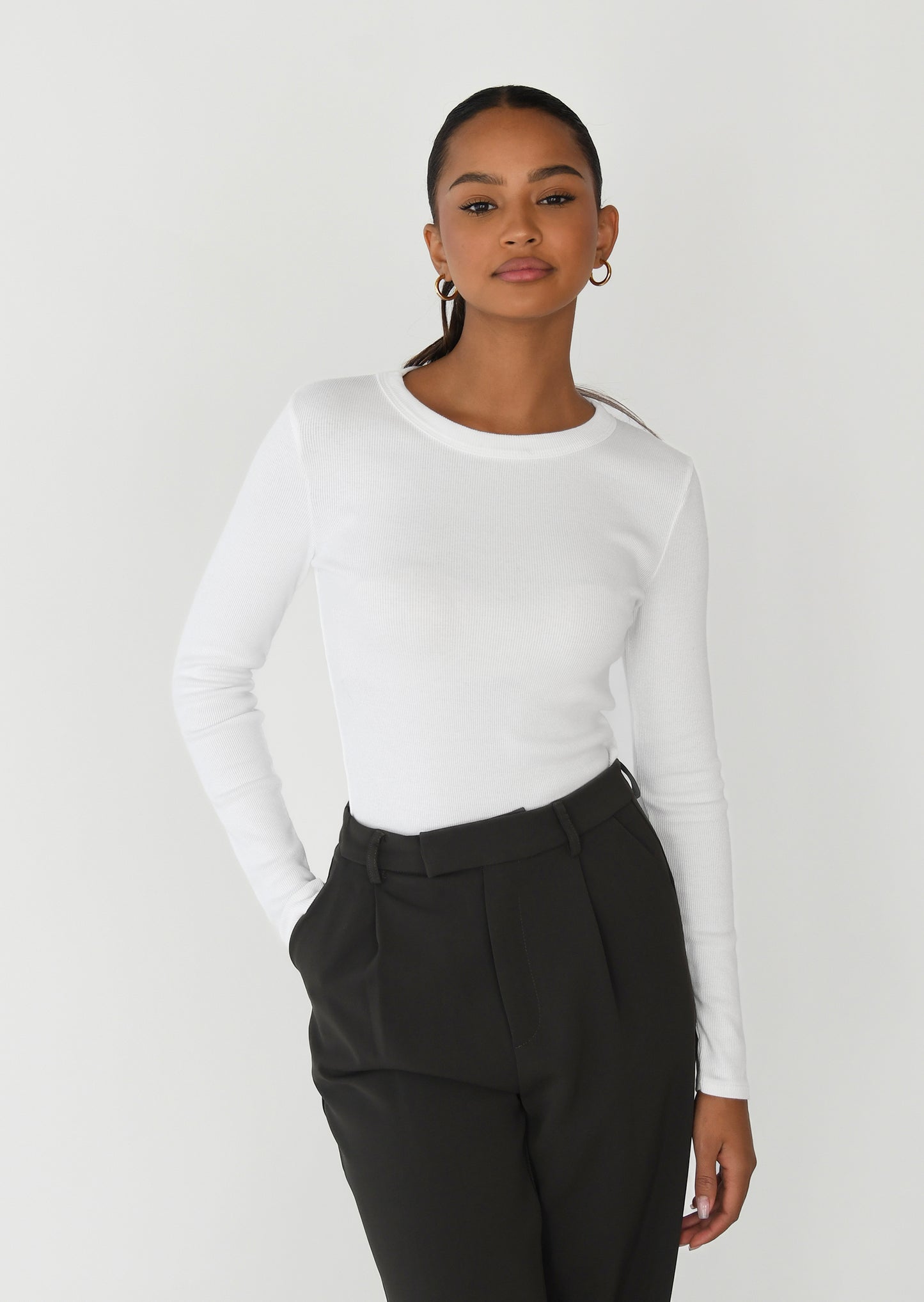 Cotton long-sleeved top