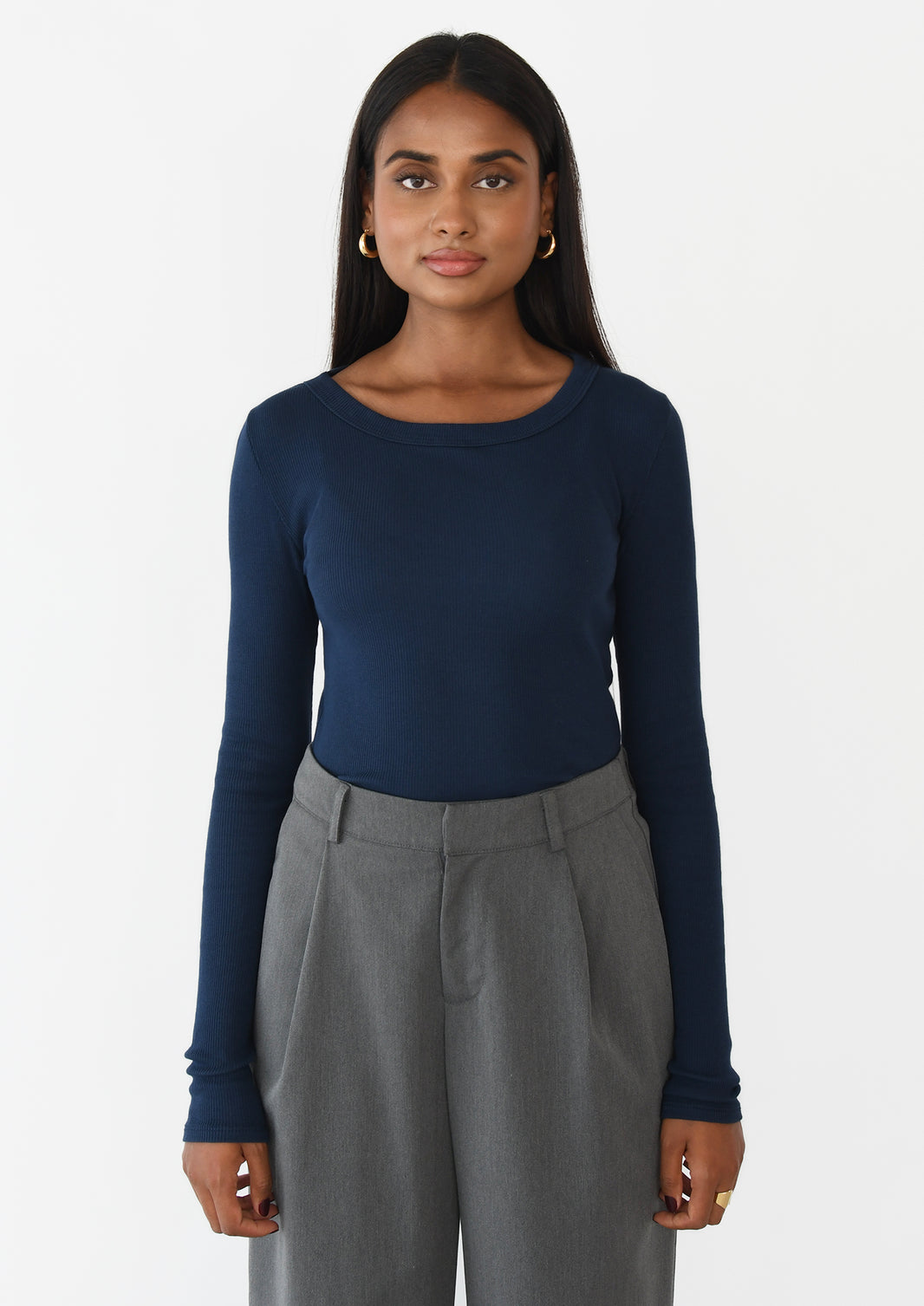 Cotton long-sleeved top