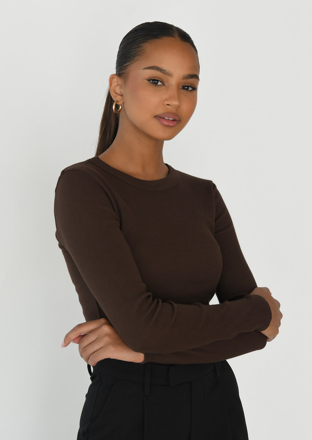 Cotton long-sleeved top
